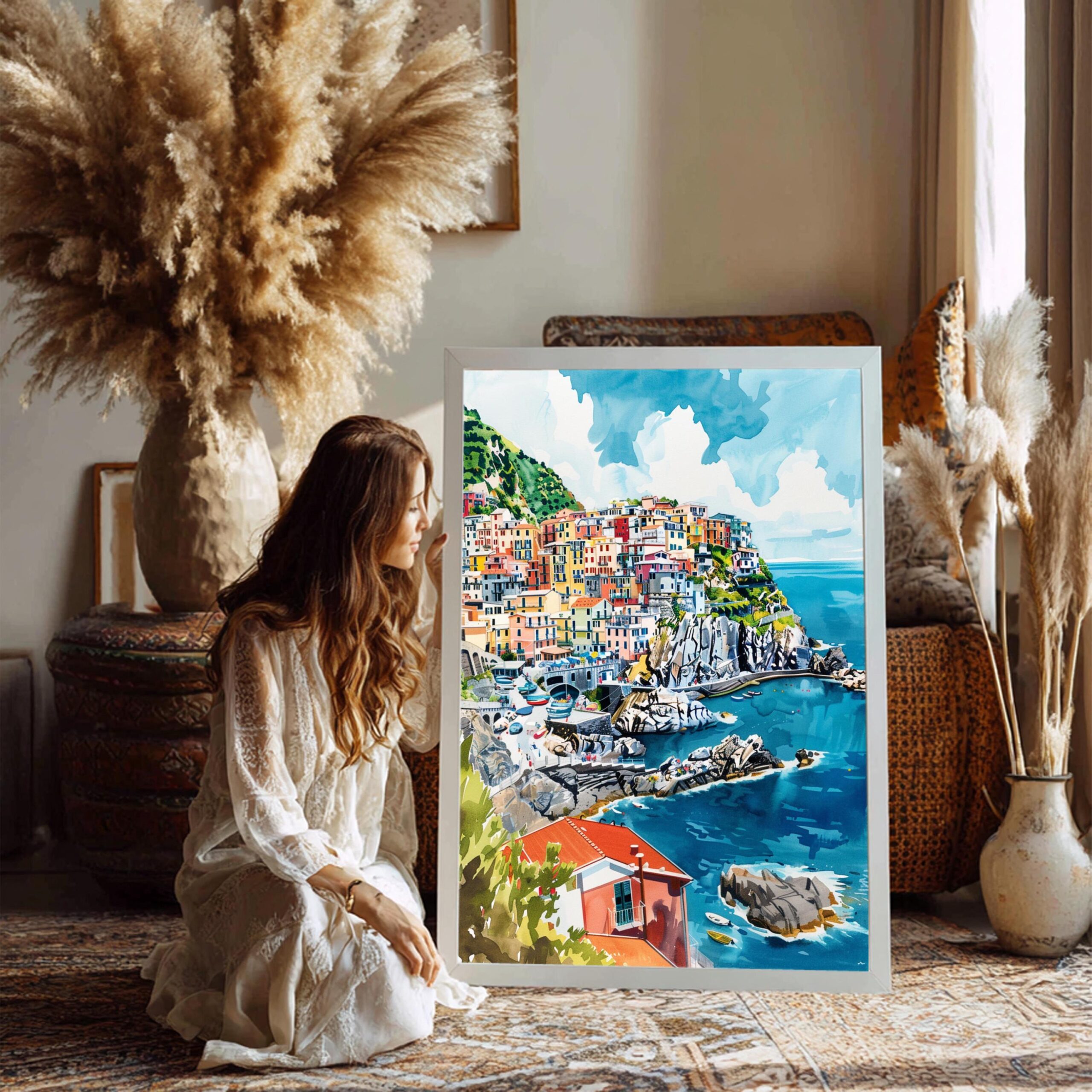 Cinque Terre Italy Europe Watercolor Print: Travel Art Poster - Image 2