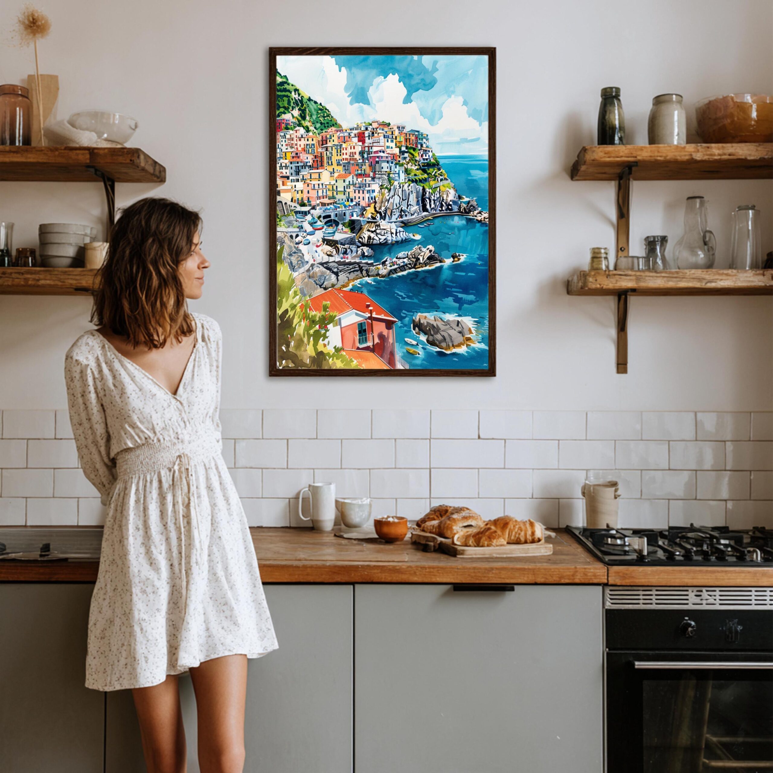 Cinque Terre Italy Europe Watercolor Print: Travel Art Poster - Image 3