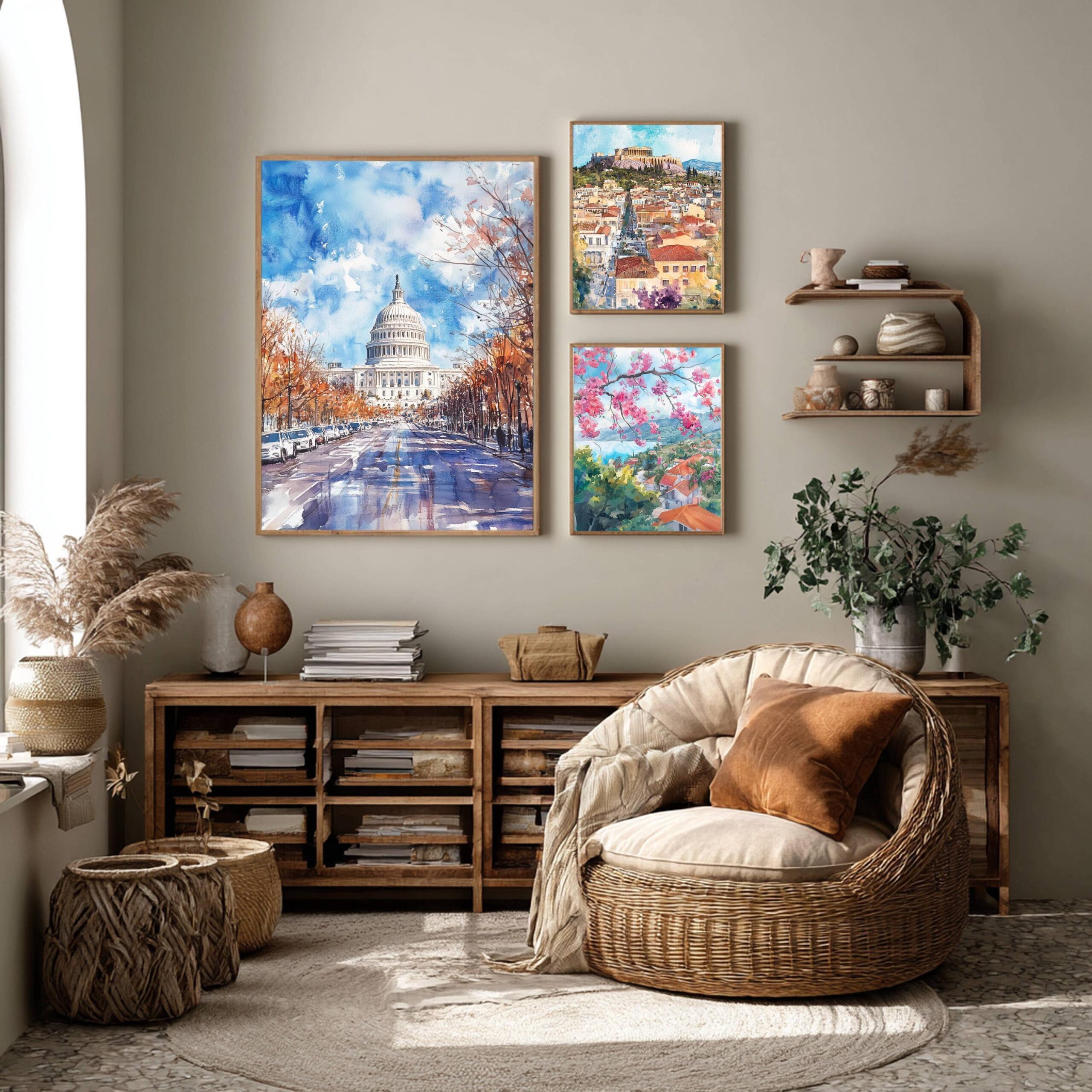 US Capitol Washington DC Watercolor: Travel Art Poster - Image 7