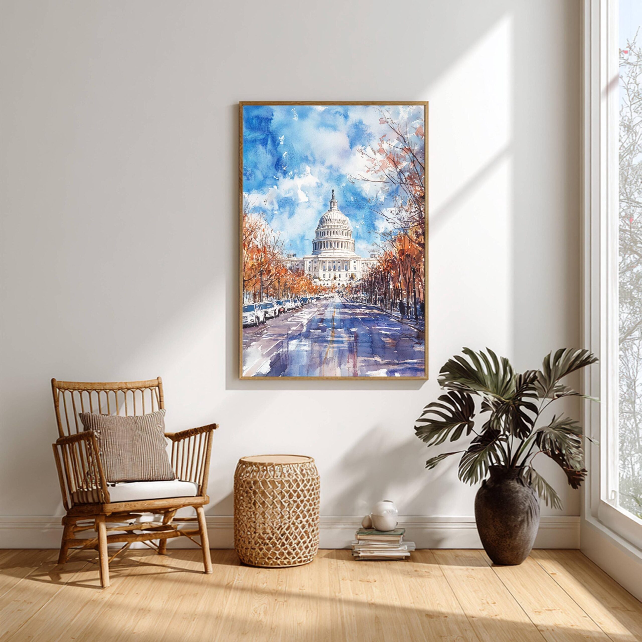 US Capitol Washington DC Watercolor: Travel Art Poster - Image 9