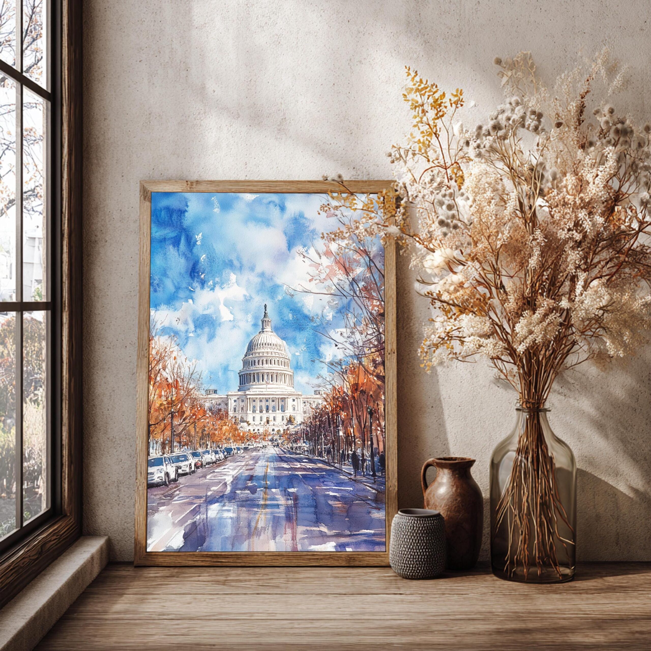 US Capitol Washington DC Watercolor: Travel Art Poster - Image 2