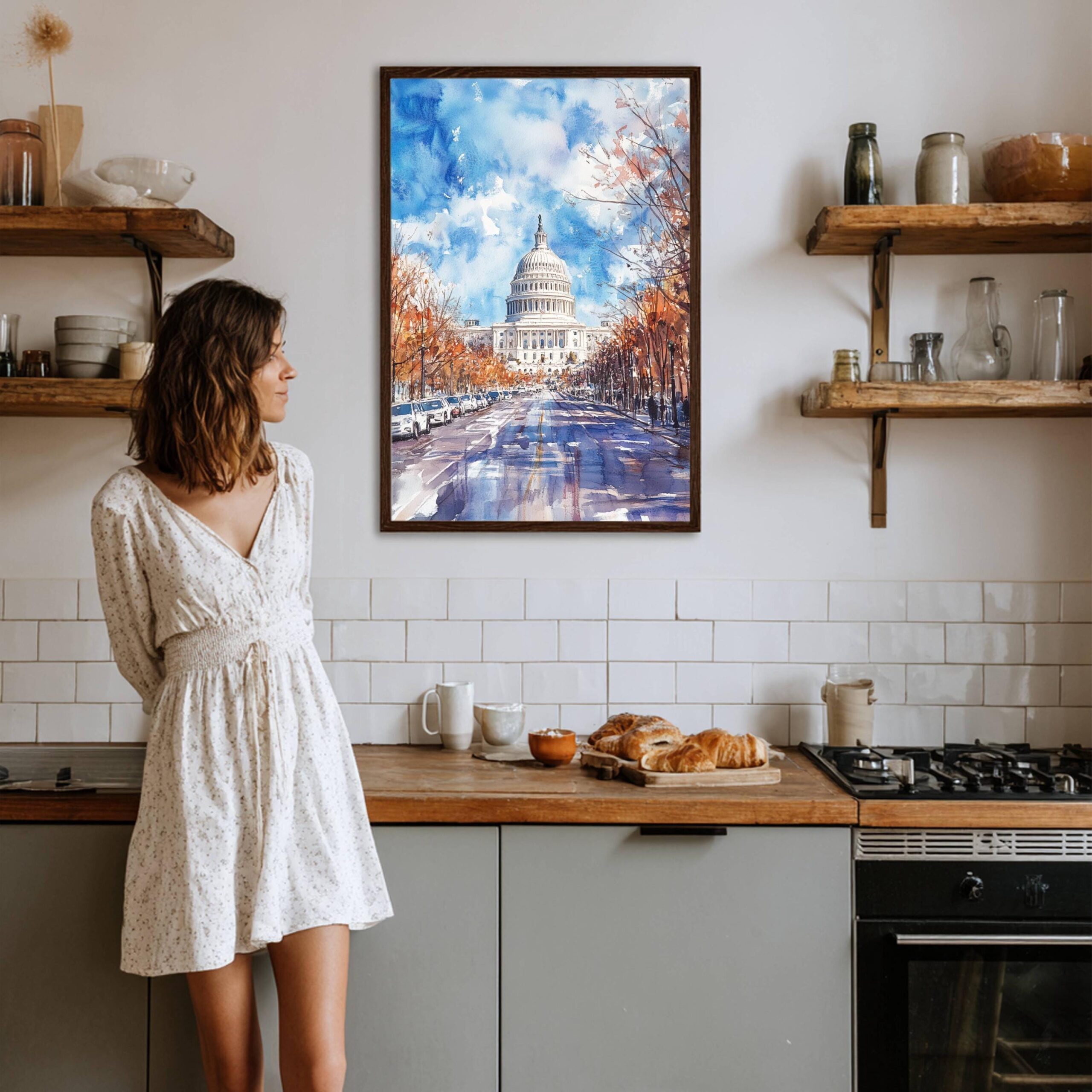 US Capitol Washington DC Watercolor: Travel Art Poster - Image 4