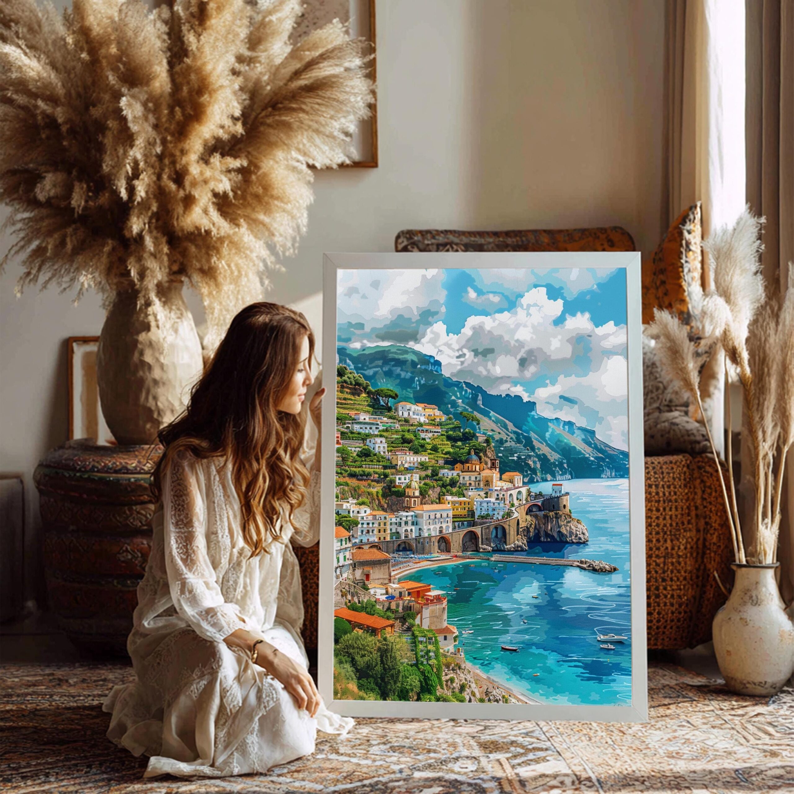 Amalfi Coast Italy Europe Watercolor: Travel Art Poster - Image 4