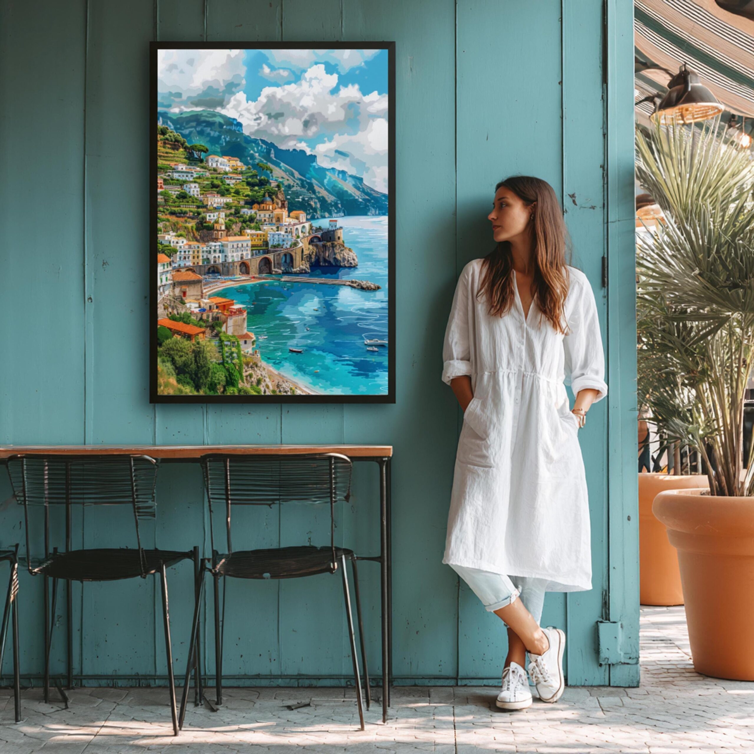 Amalfi Coast Italy Europe Watercolor: Travel Art Poster - Image 6