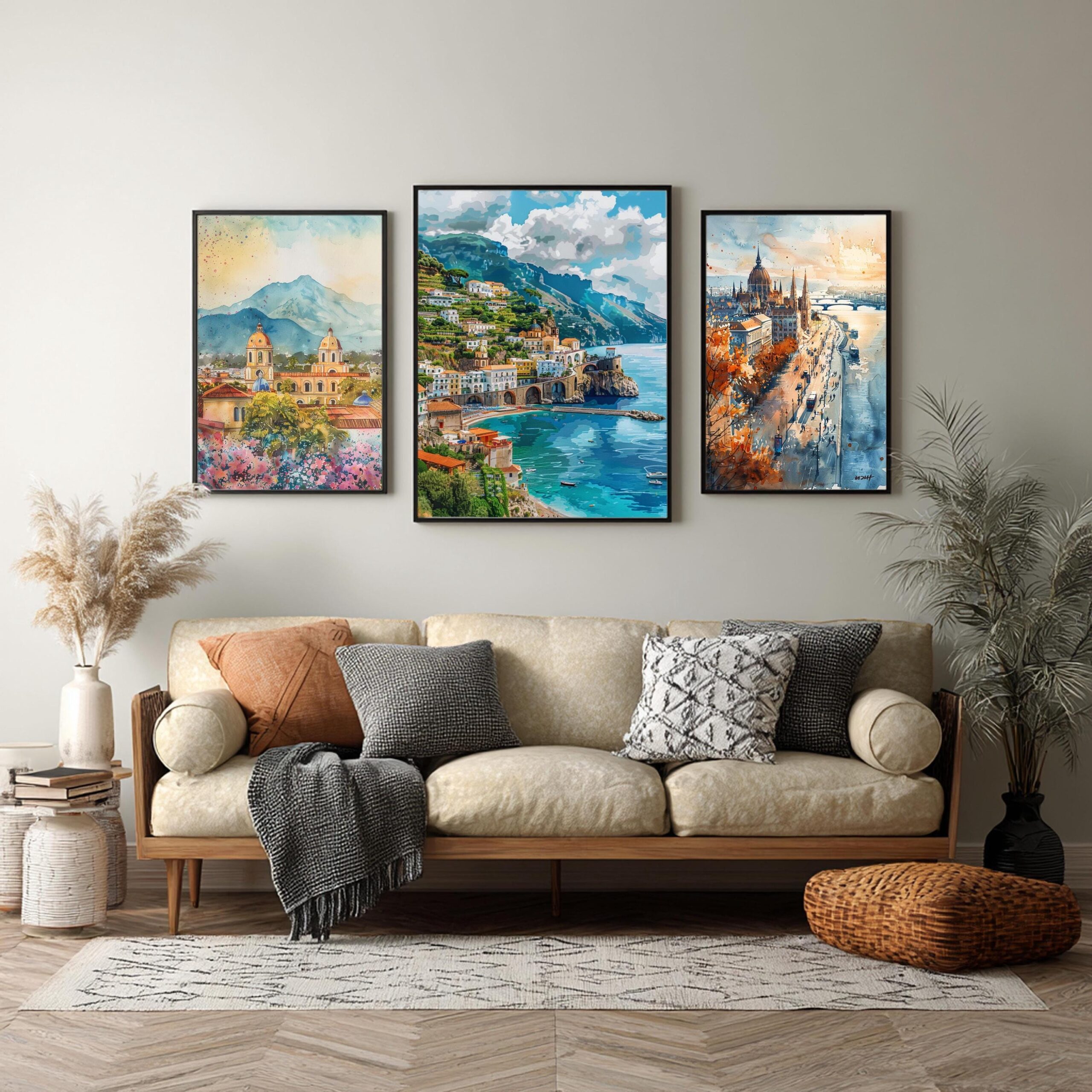 Amalfi Coast Italy Europe Watercolor: Travel Art Poster - Image 2