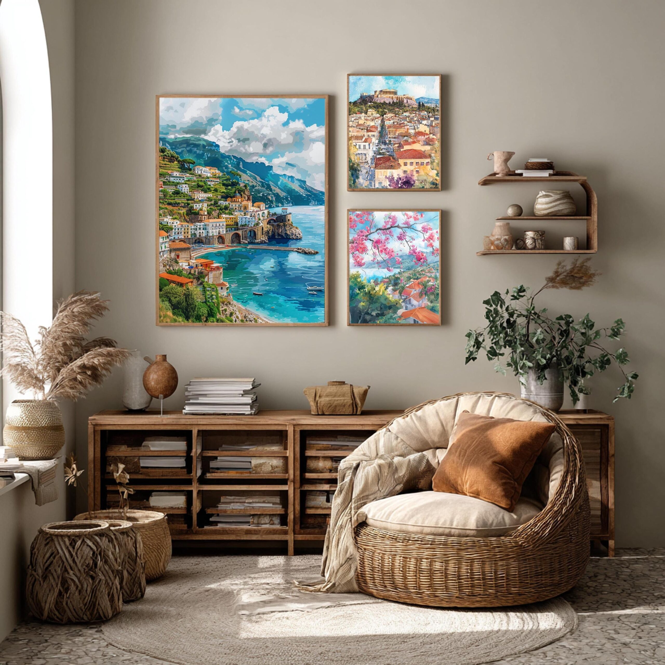 Amalfi Coast Italy Europe Watercolor: Travel Art Poster - Image 3