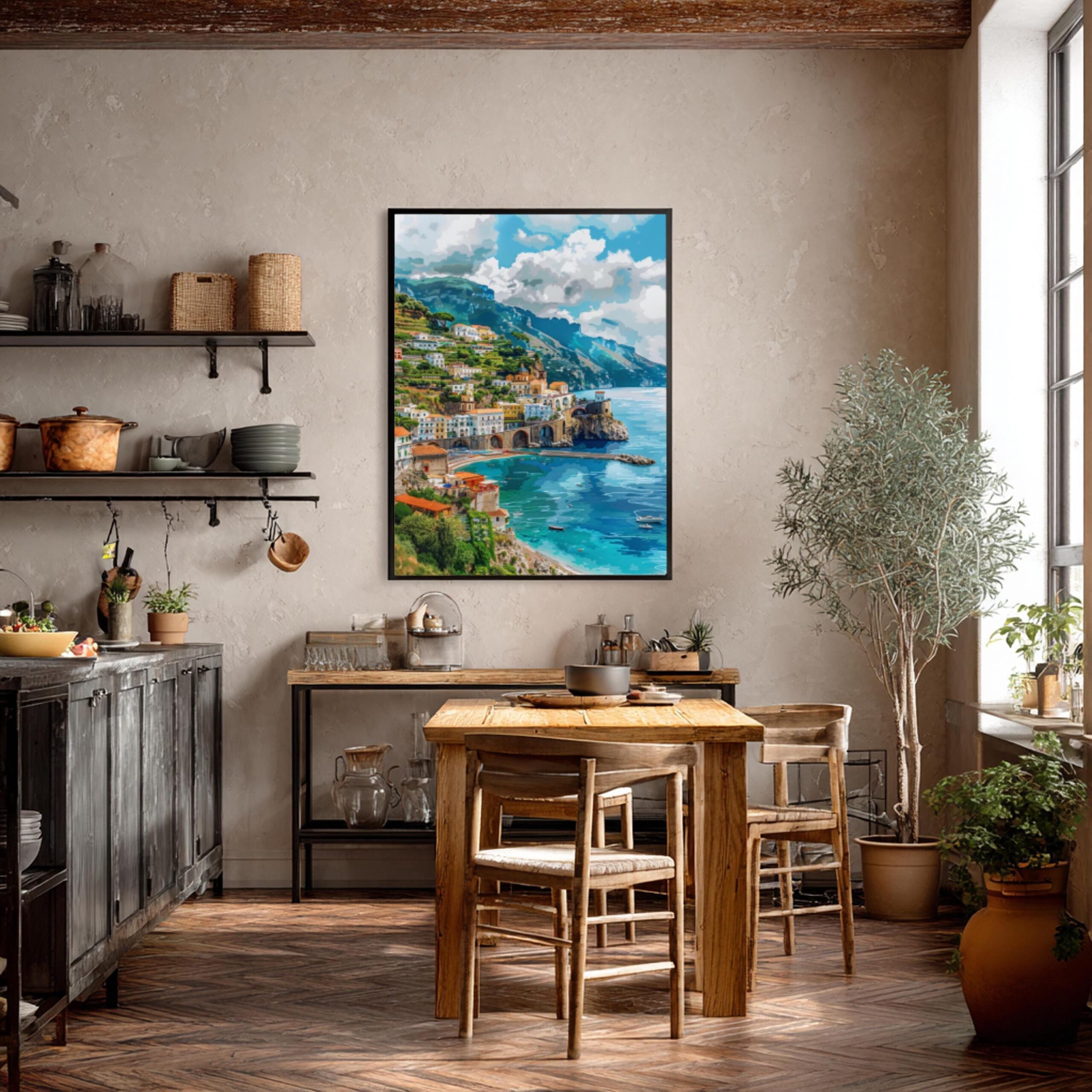 Amalfi Coast Italy Europe Watercolor: Travel Art Poster - Image 9