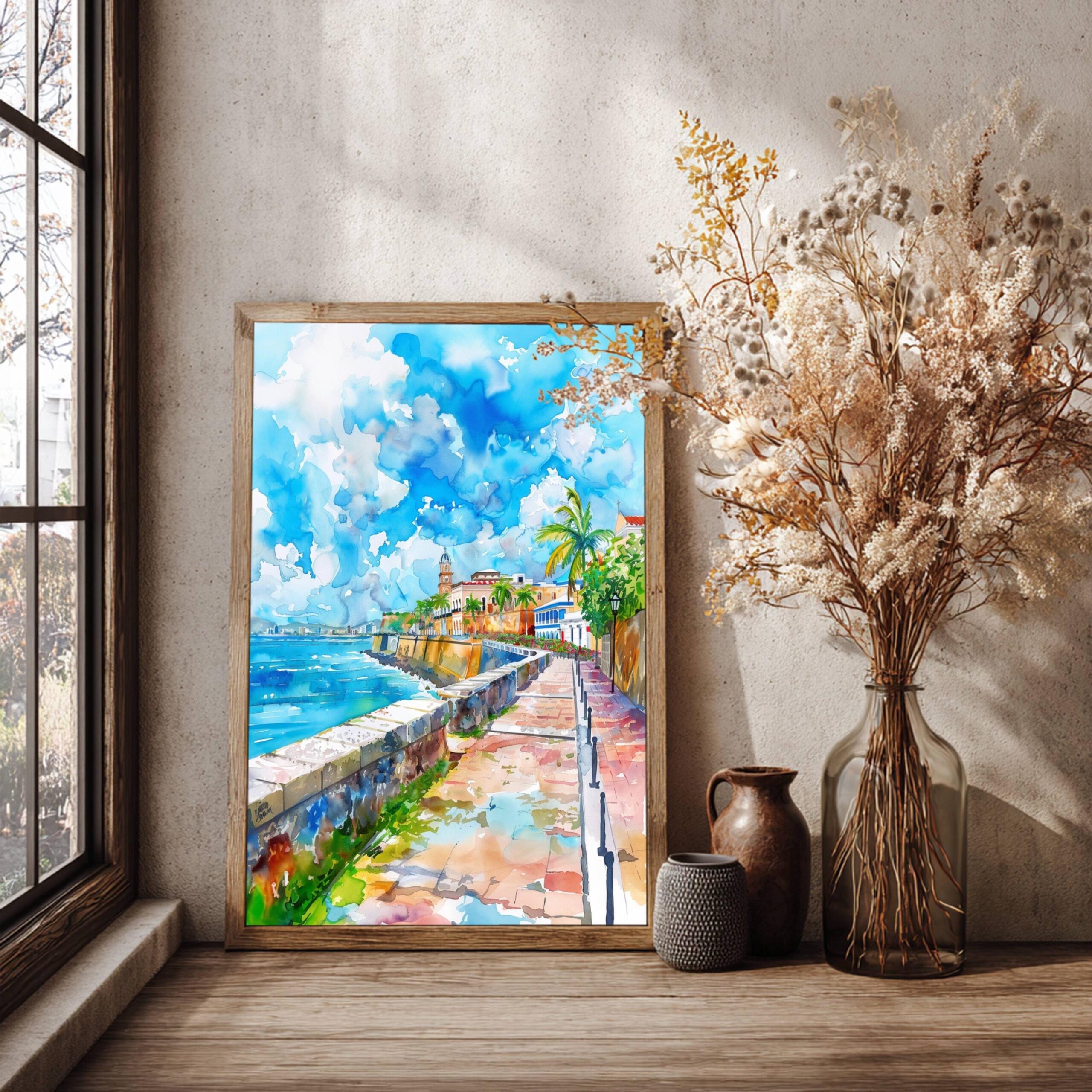 San Juan Puerto Rico Caribbean Watercolor: Travel Art Poster - Image 3