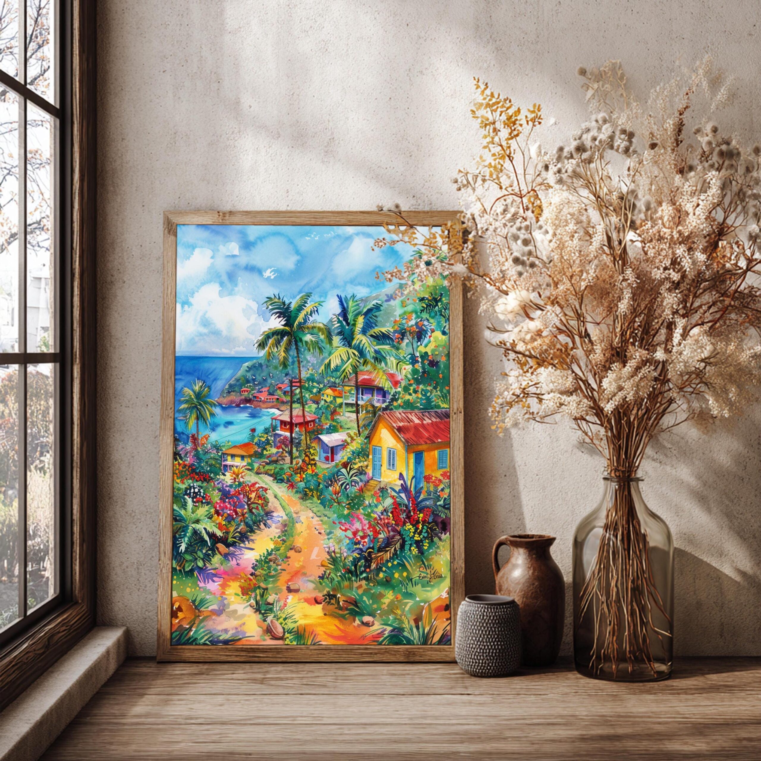 Trinidad & Tobago Caribbean Watercolor: Travel Art Poster - Image 2