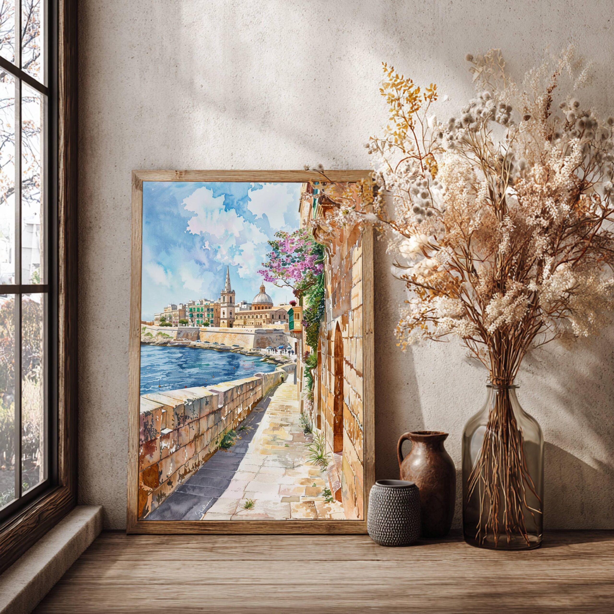 Island of Malta Europe Watercolor Print: Travel Art Poster - Image 2