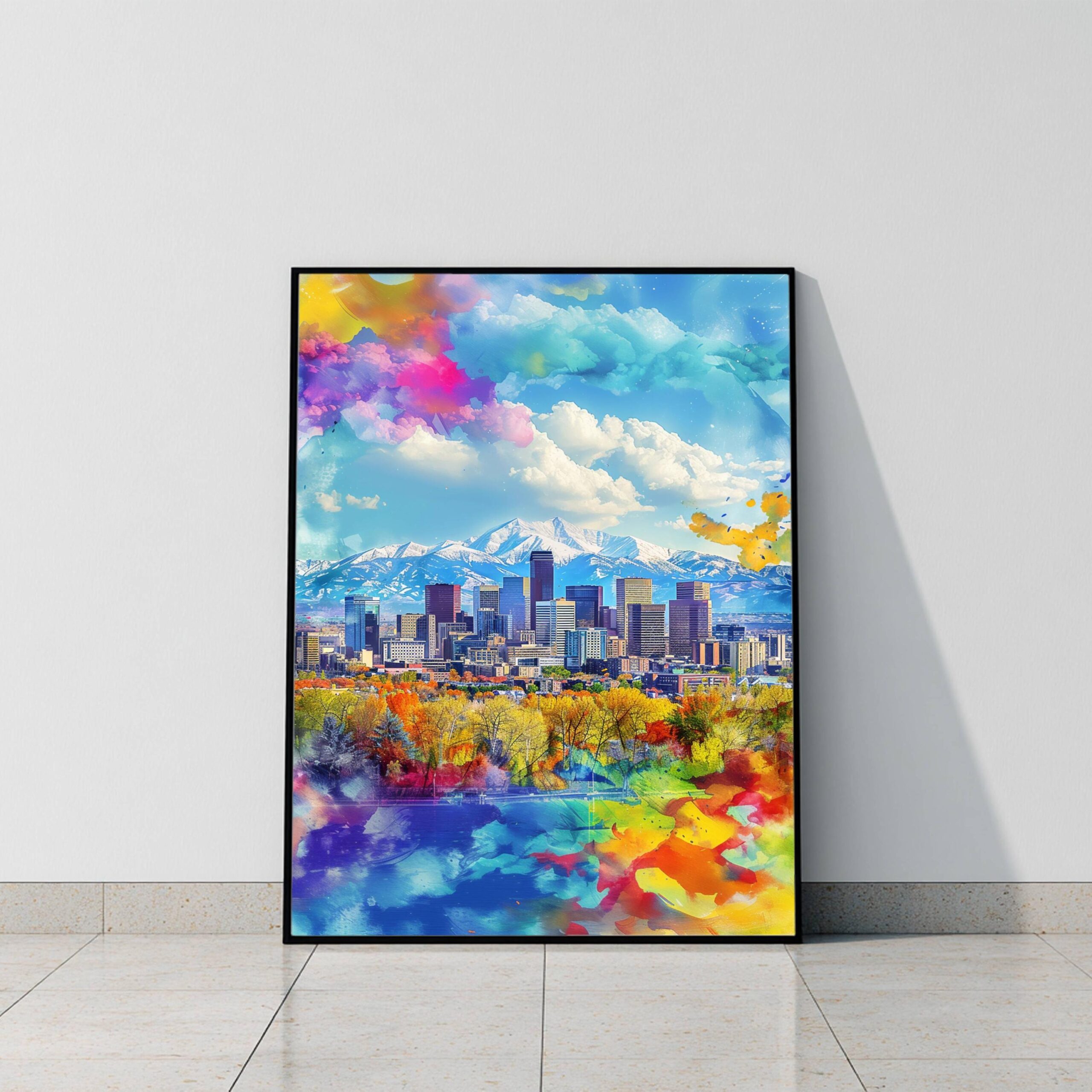 Denver CO Colorado USA Watercolor: Travel Art Poster - Image 9