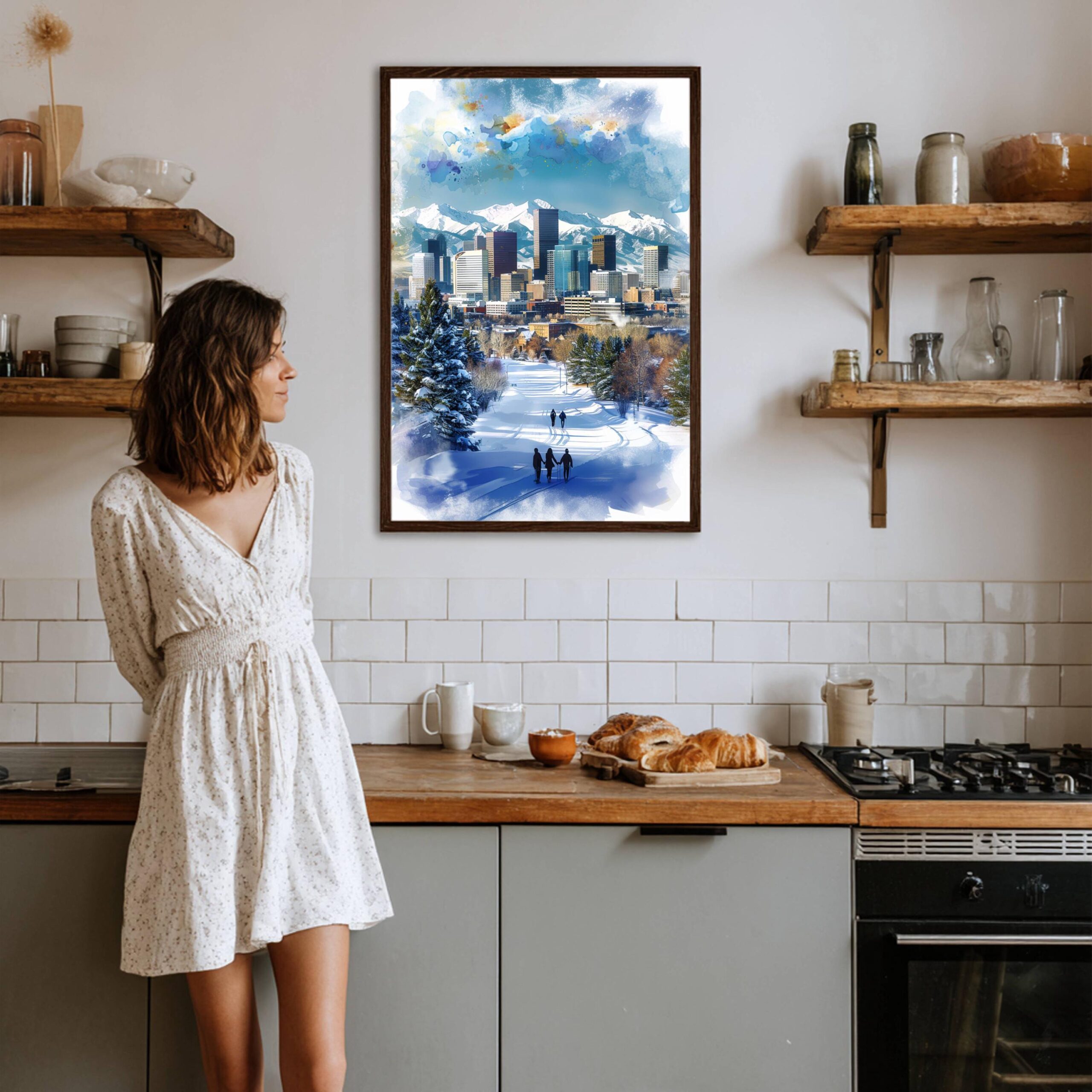 Denver CO Colorado USA Watercolor: Travel Art Poster - Image 3