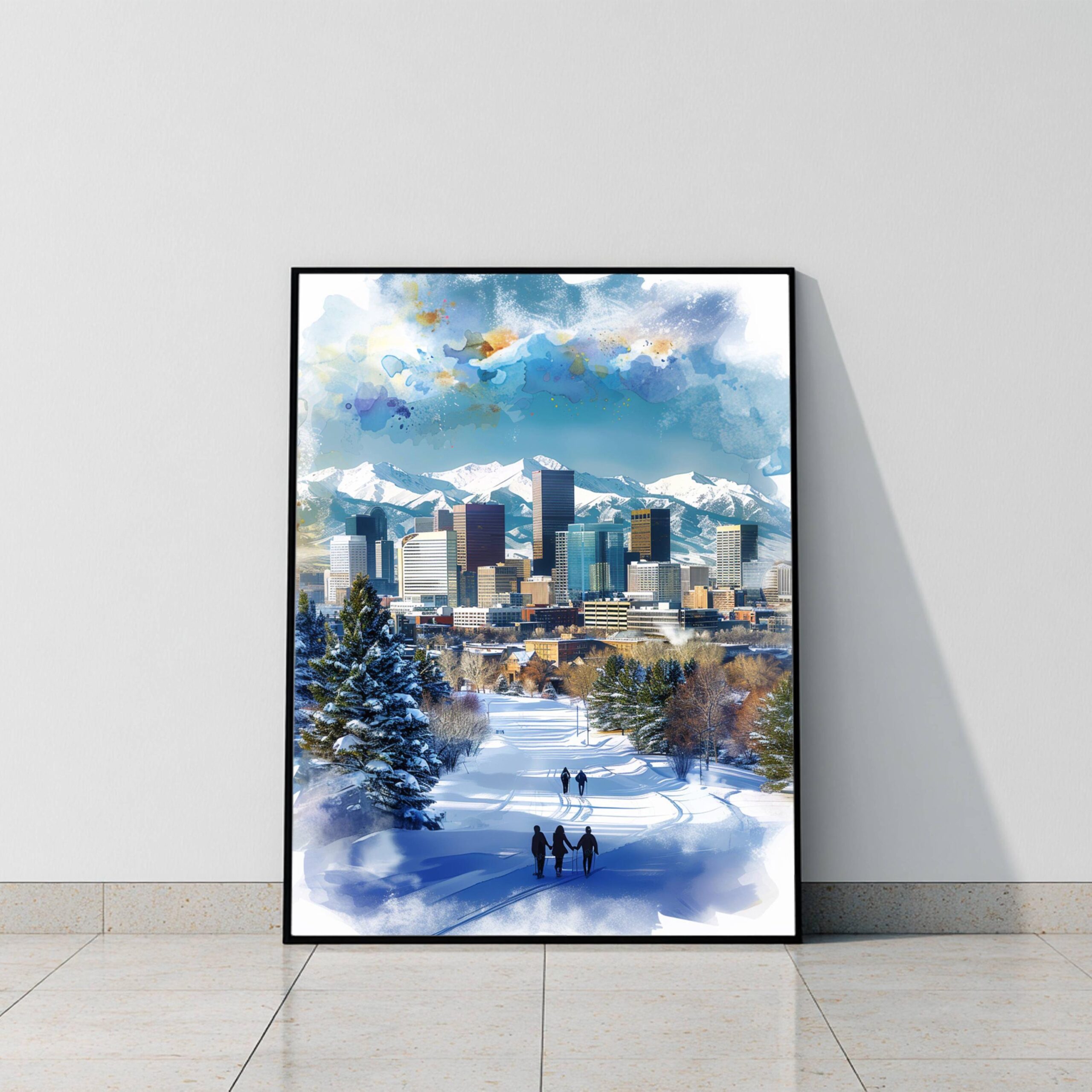 Denver CO Colorado USA Watercolor: Travel Art Poster - Image 9