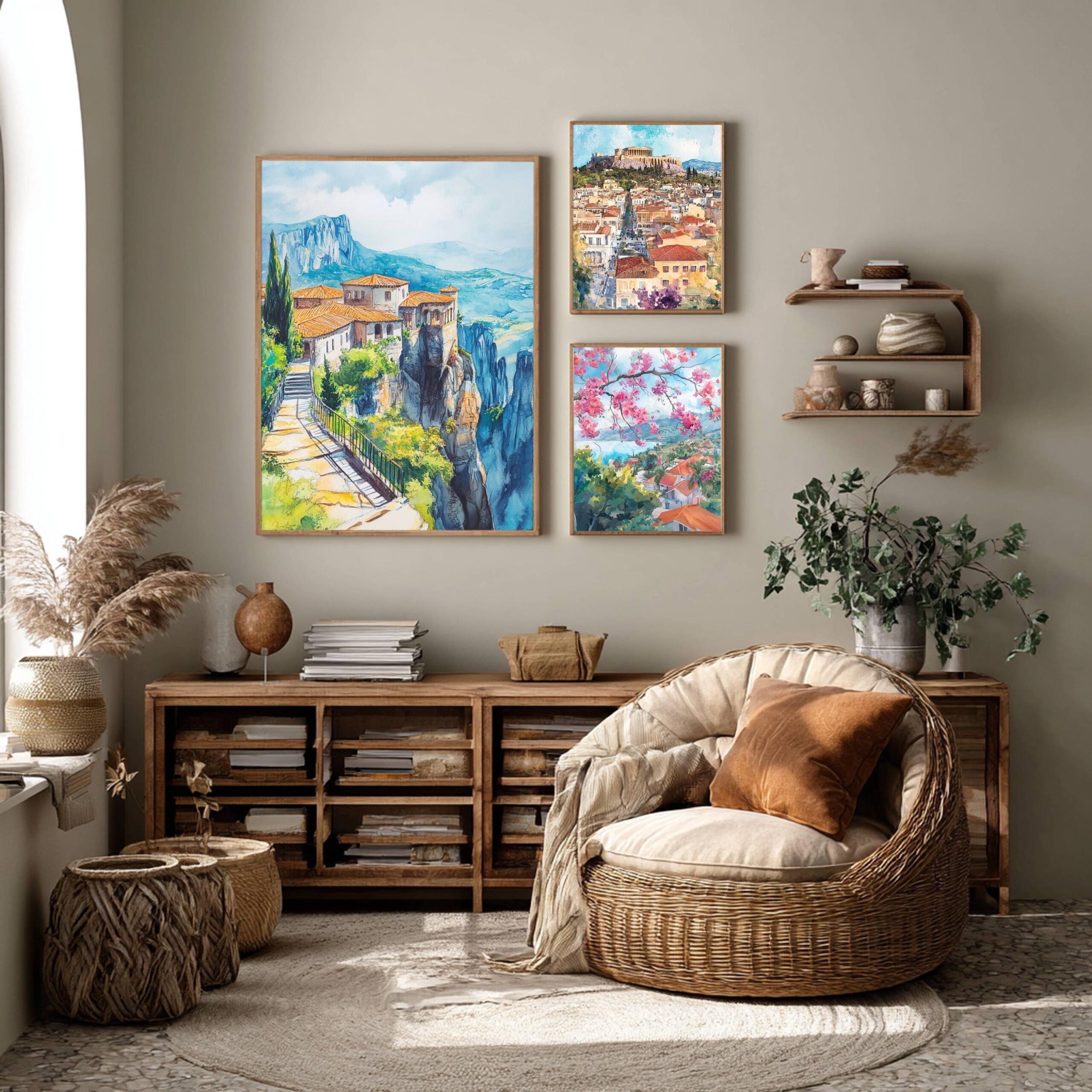 Meteora Monastery Greece Watercolor: Travel Art Poster - Image 7