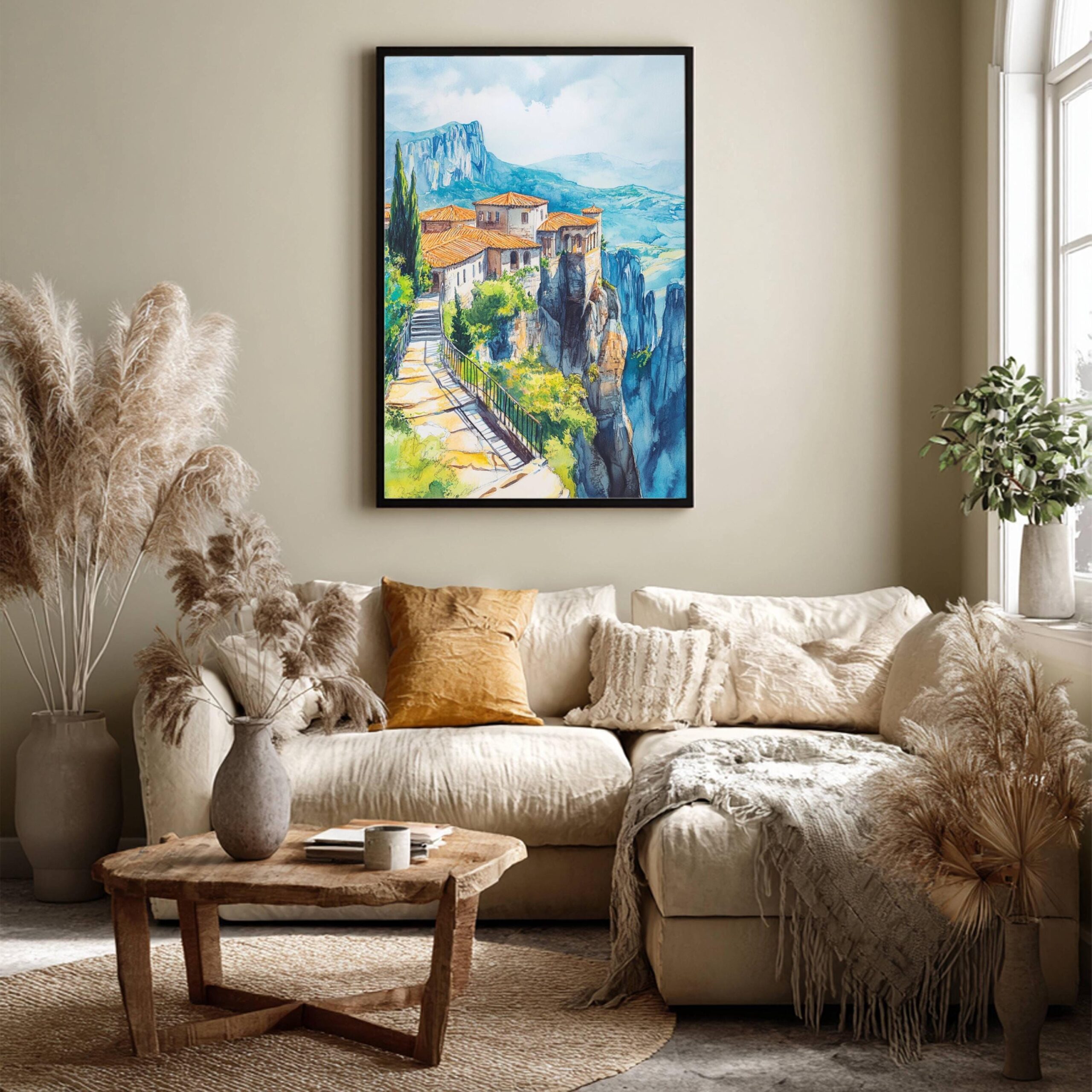 Meteora Monastery Greece Watercolor: Travel Art Poster - Image 8