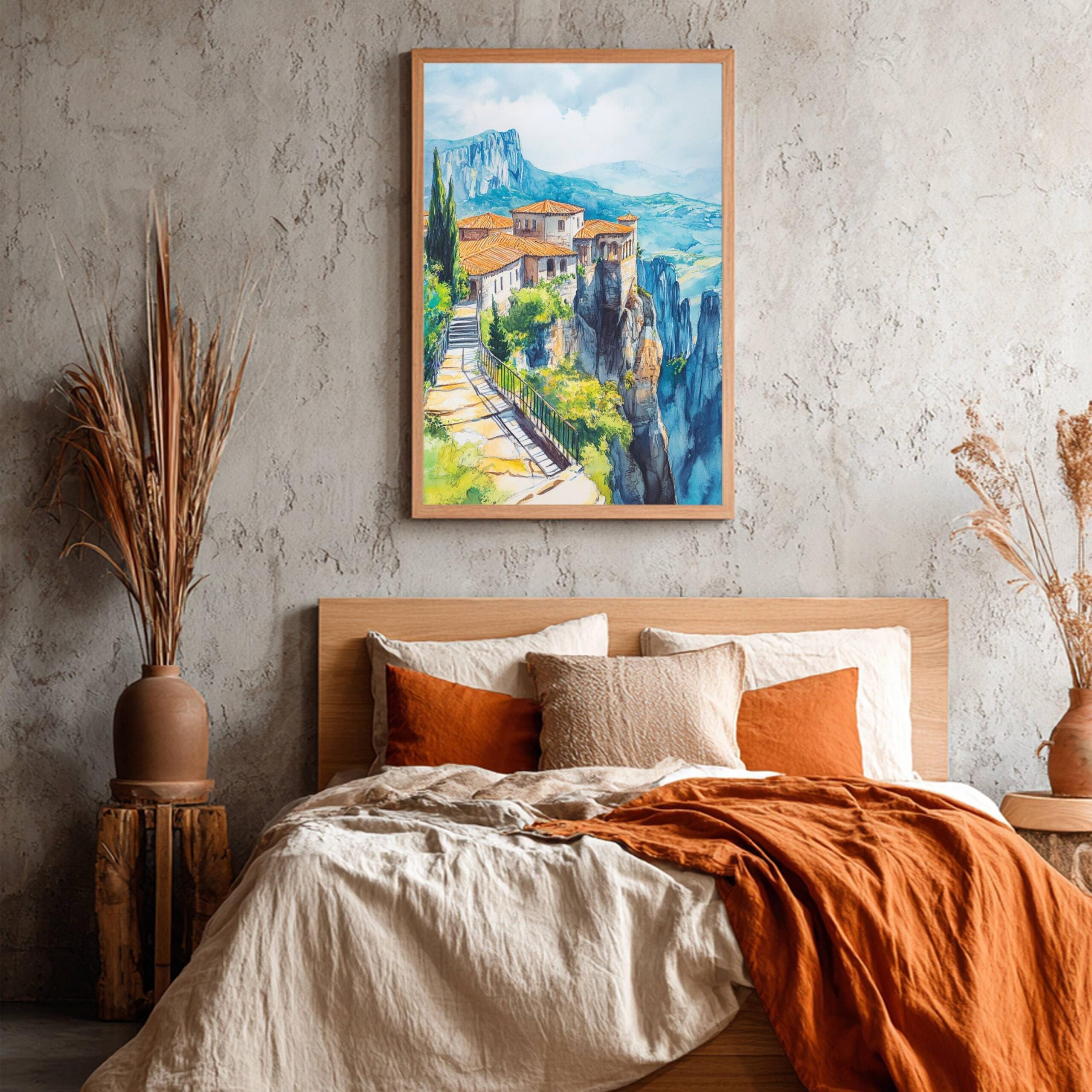 Meteora Monastery Greece Watercolor: Travel Art Poster - Image 9