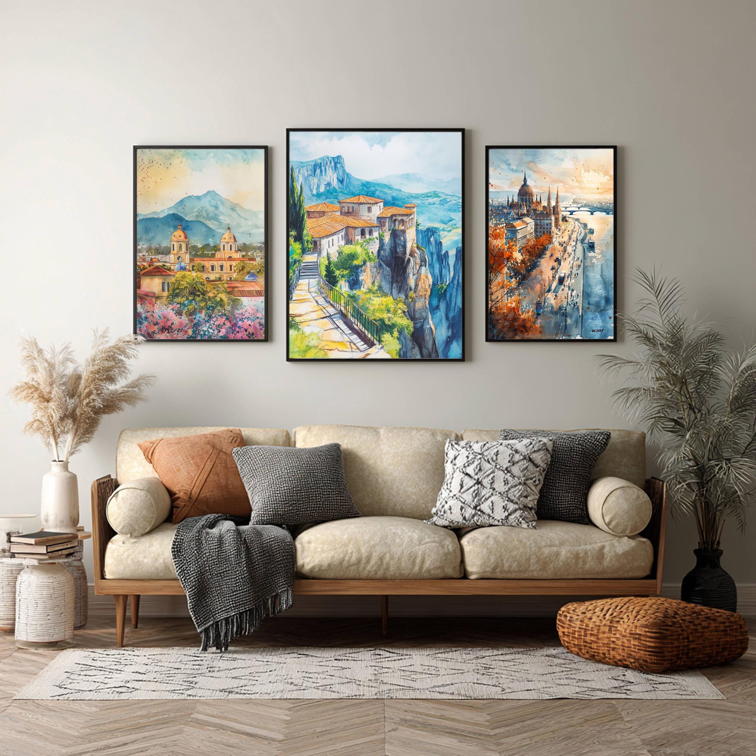 Meteora Monastery Greece Watercolor: Travel Art Poster - Image 6