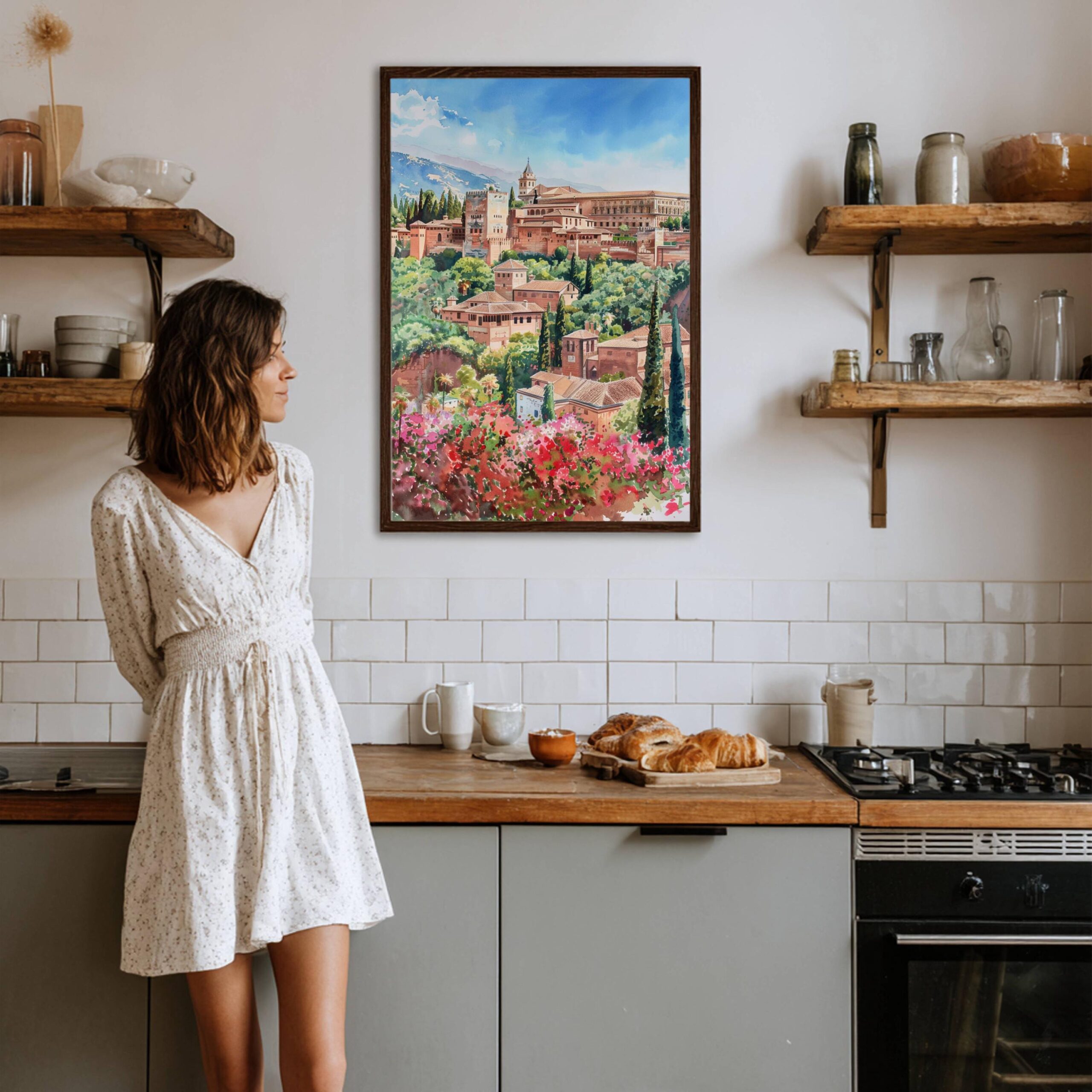 Alhambra Palace Granada Spain Watercolor: Spanish Travel Art Poster - Image 3