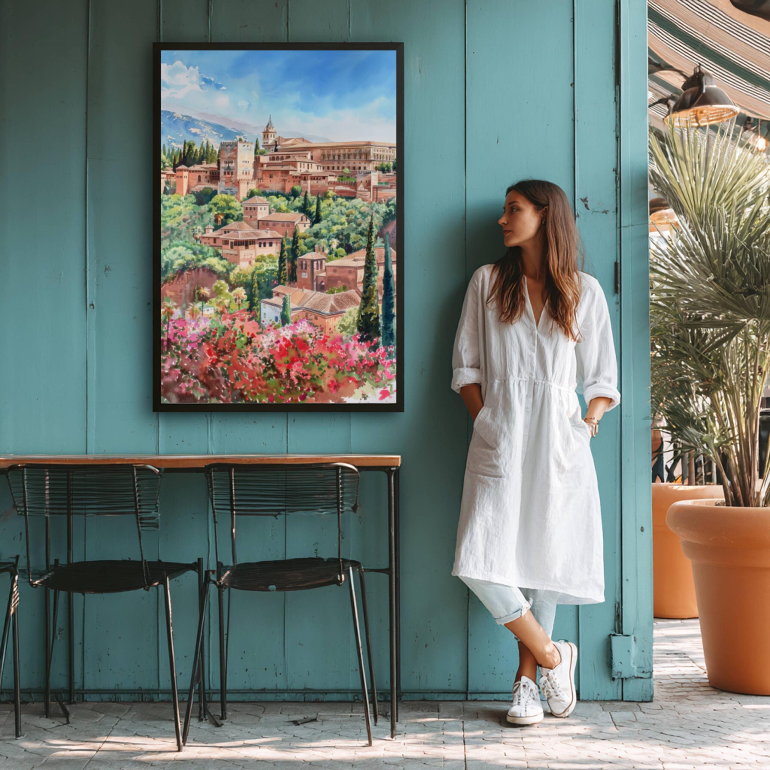 Alhambra Palace Granada Spain Watercolor: Spanish Travel Art Poster - Image 4