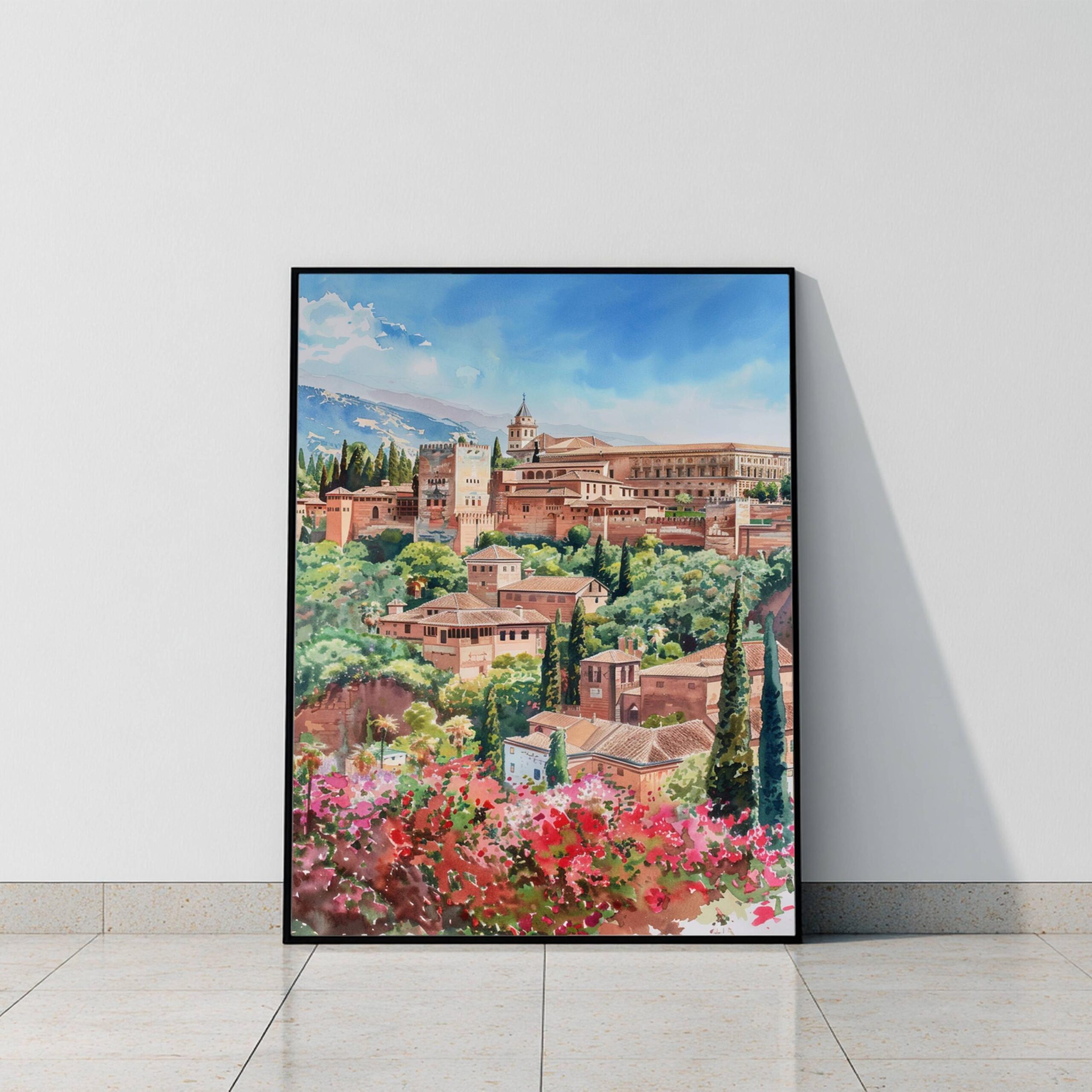 Alhambra Palace Granada Spain Watercolor: Spanish Travel Art Poster - Image 9