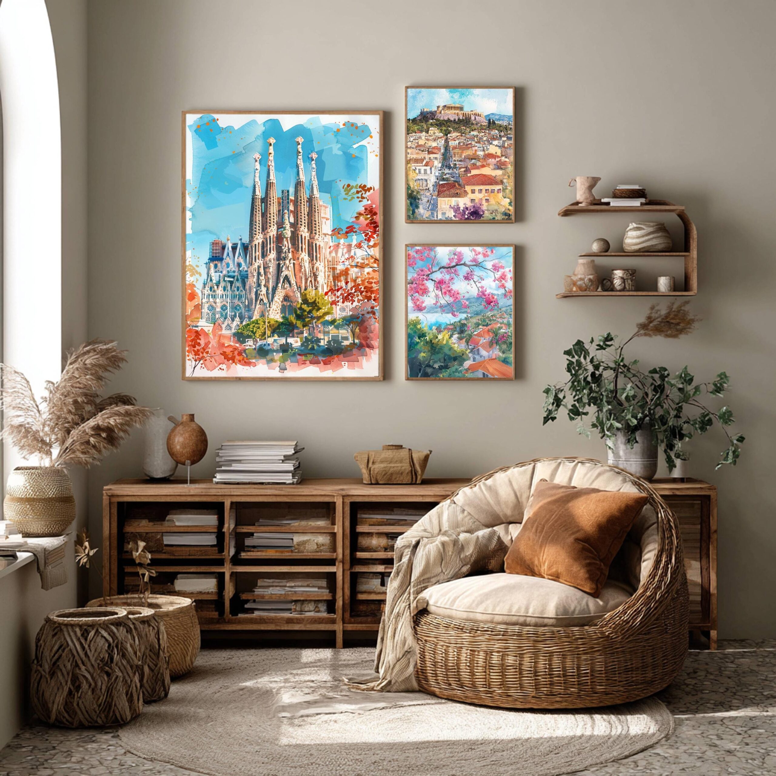 Basilica Sagrada Familia Barcelona Spain Watercolor: Spanish Travel Art Poster - Image 3