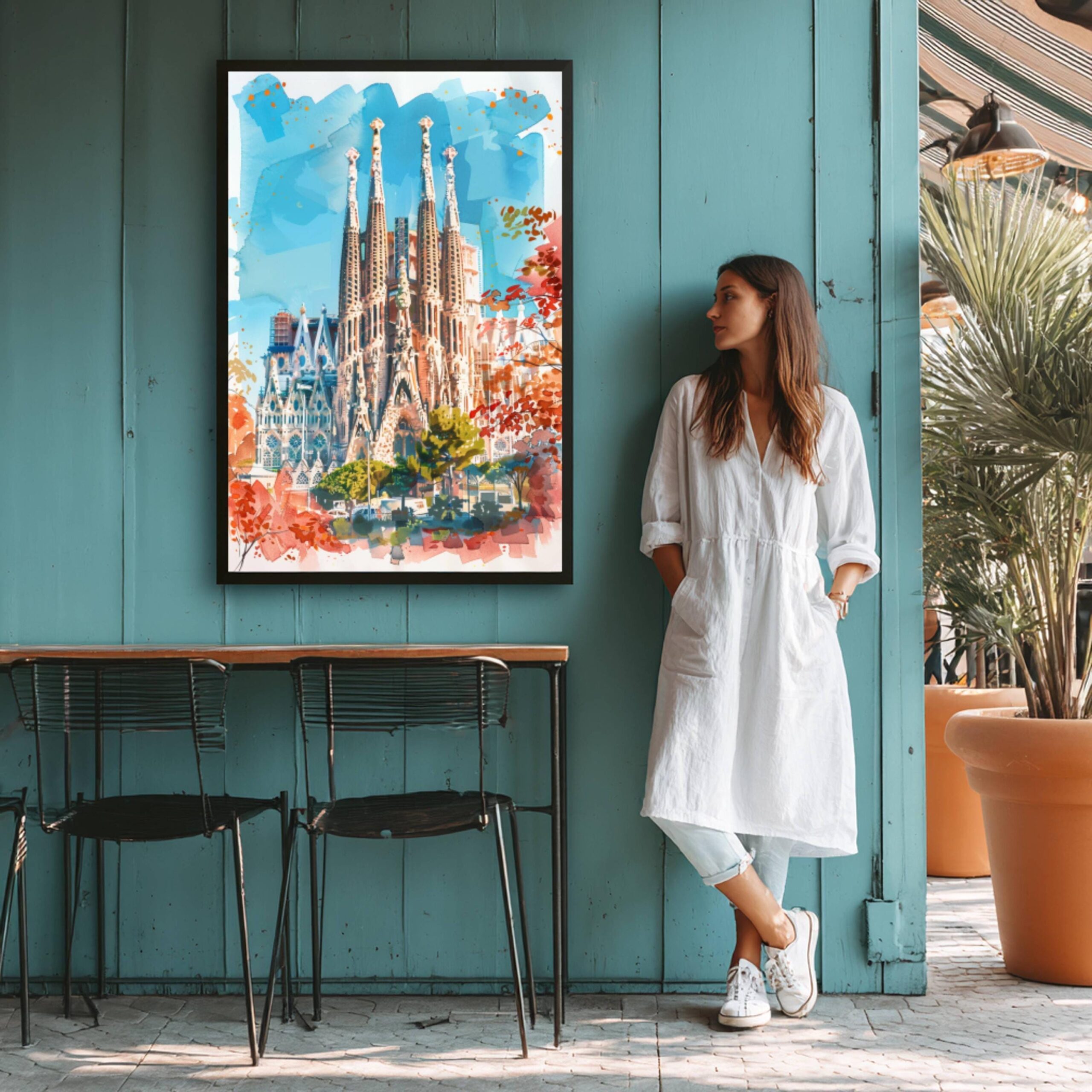 Basilica Sagrada Familia Barcelona Spain Watercolor: Spanish Travel Art Poster - Image 6