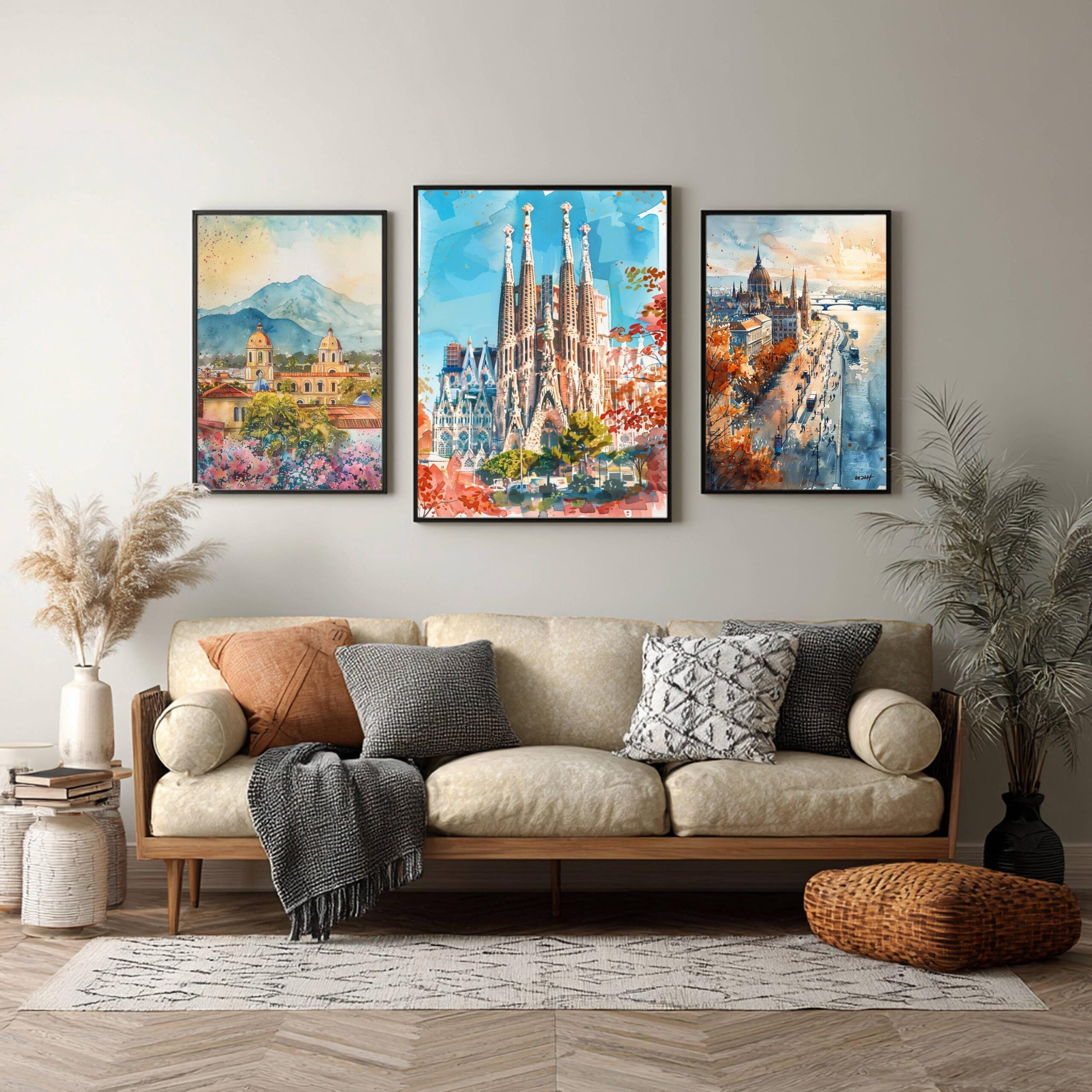 Basilica Sagrada Familia Barcelona Spain Watercolor: Spanish Travel Art Poster - Image 2