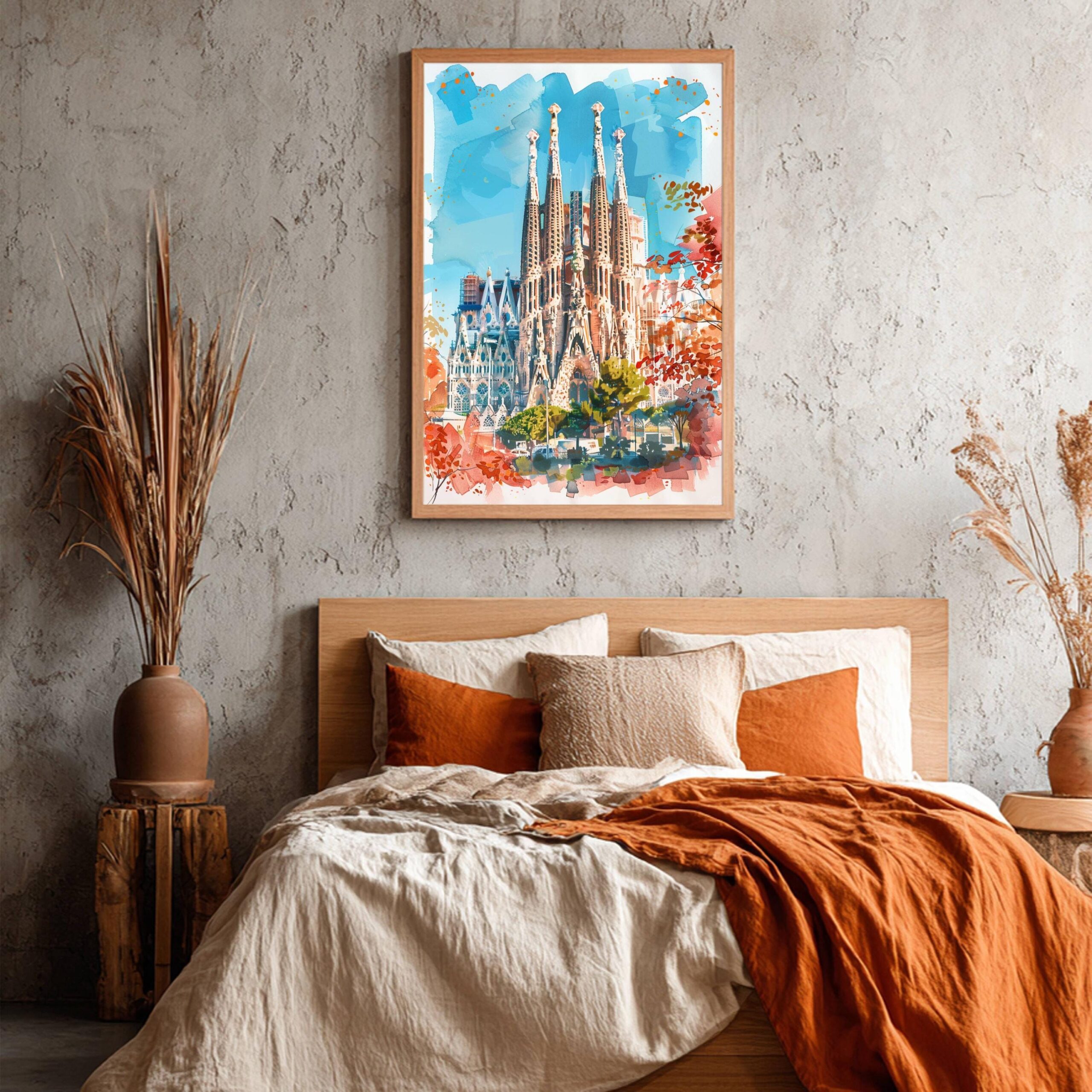Basilica Sagrada Familia Barcelona Spain Watercolor: Spanish Travel Art Poster - Image 7