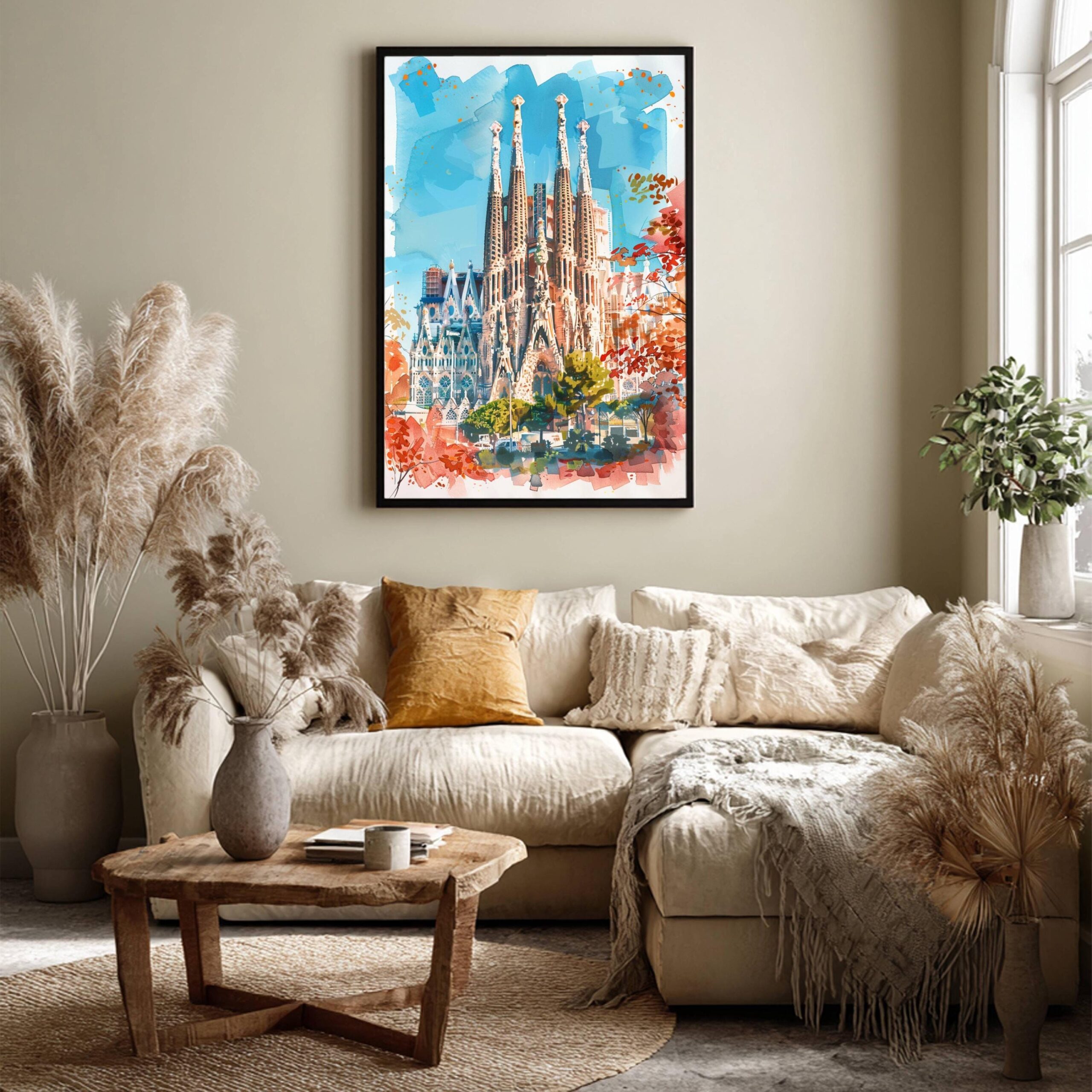 Basilica Sagrada Familia Barcelona Spain Watercolor: Spanish Travel Art Poster - Image 8