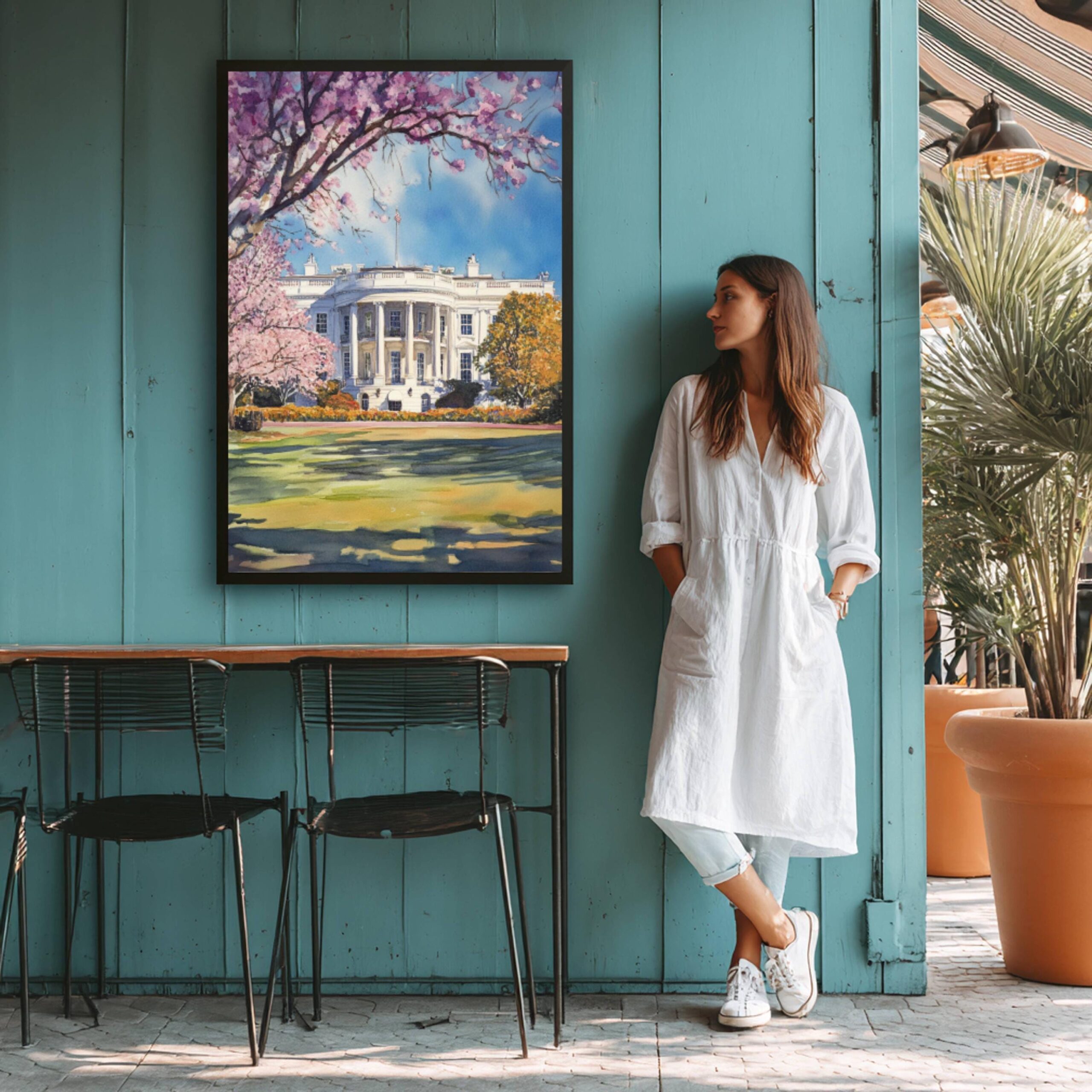 The White House Washington DC USA Watercolor: Travel Poster - Image 6