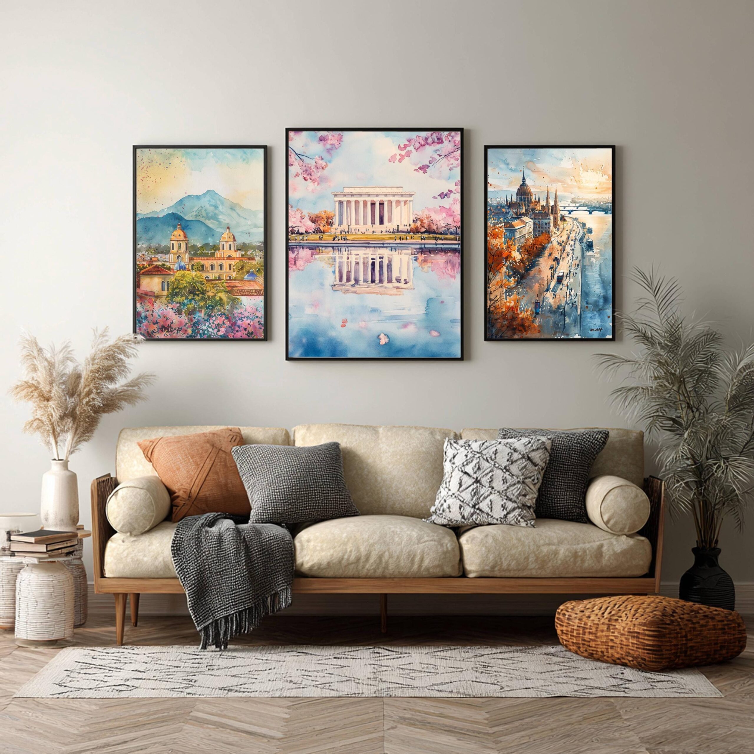 The Lincoln Memorial Washington DC USA Watercolor Print: Travel Poster - Image 6