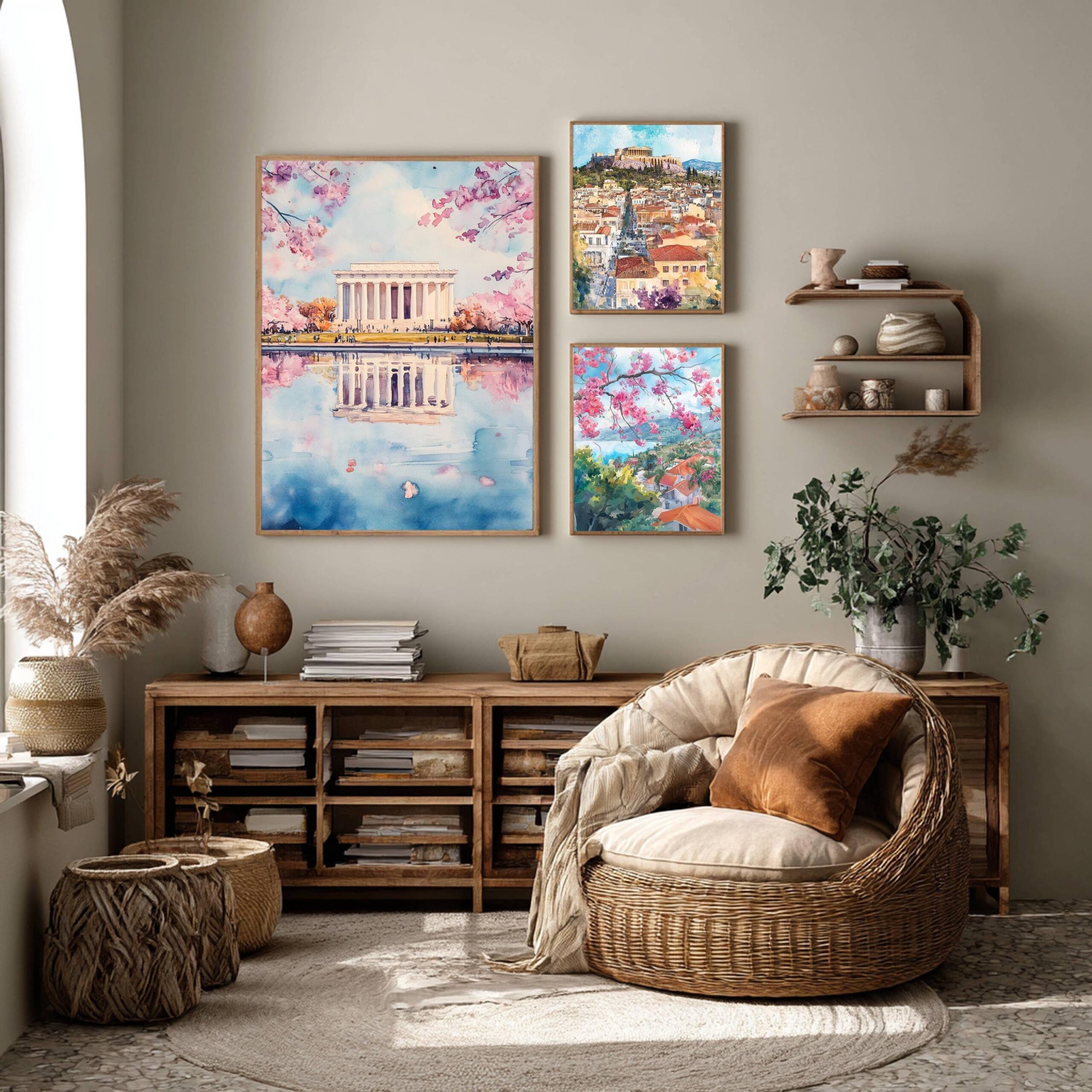 The Lincoln Memorial Washington DC USA Watercolor Print: Travel Poster - Image 7