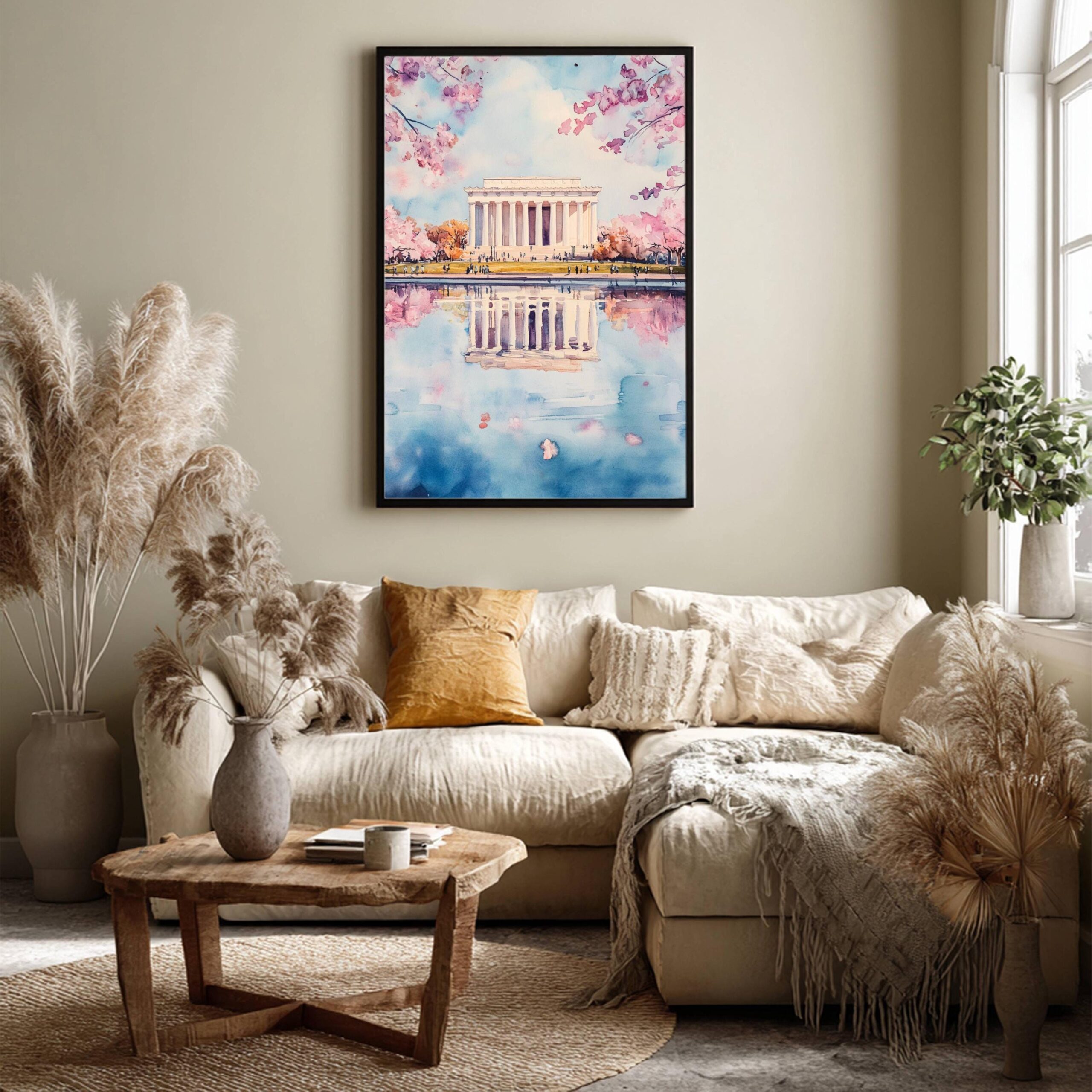 The Lincoln Memorial Washington DC USA Watercolor Print: Travel Poster - Image 8