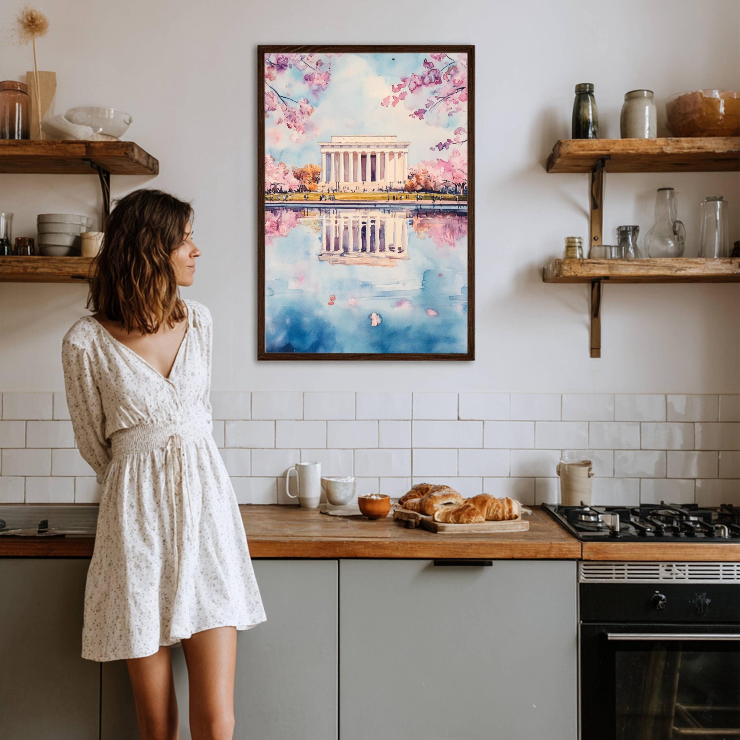 The Lincoln Memorial Washington DC USA Watercolor Print: Travel Poster - Image 4