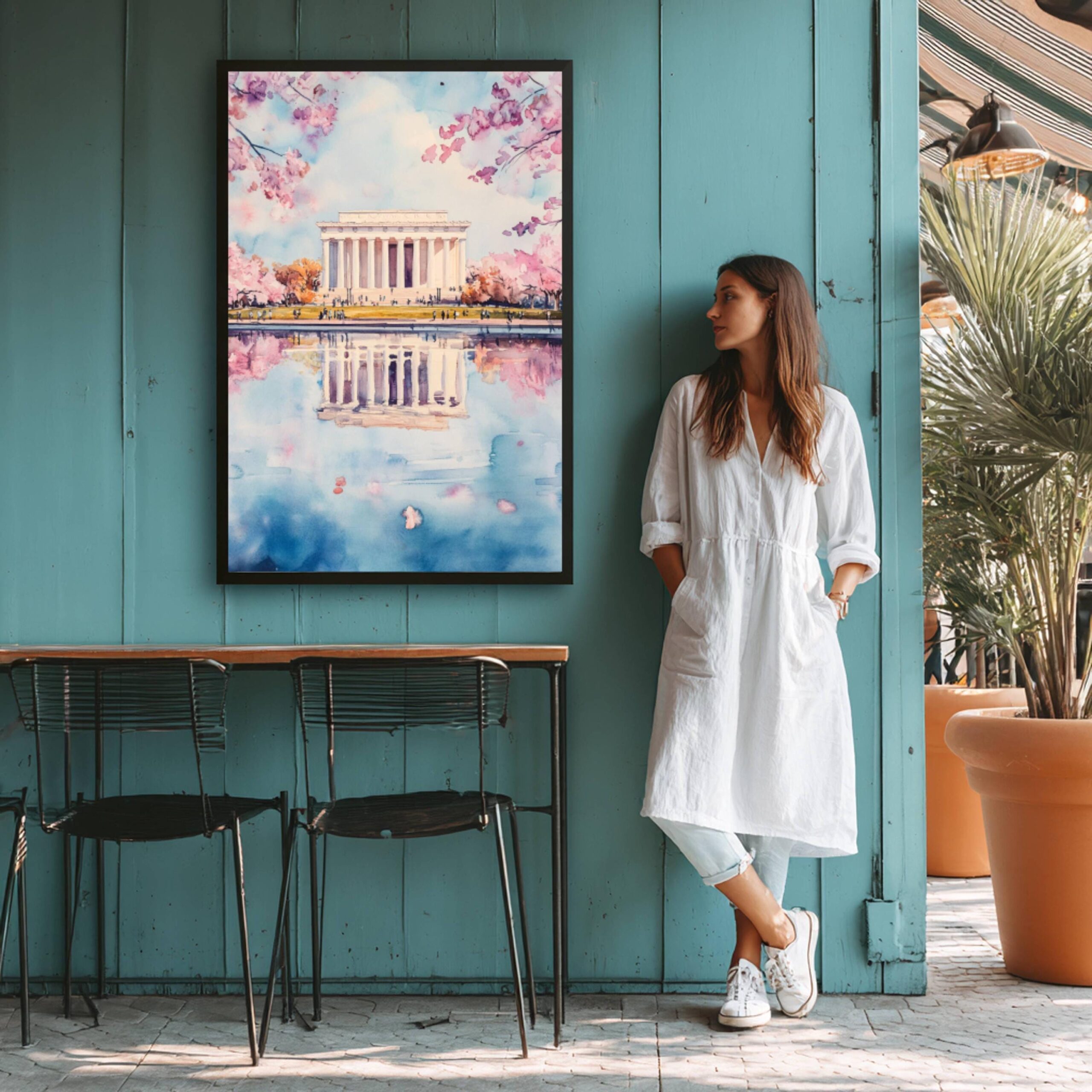 The Lincoln Memorial Washington DC USA Watercolor Print: Travel Poster - Image 5