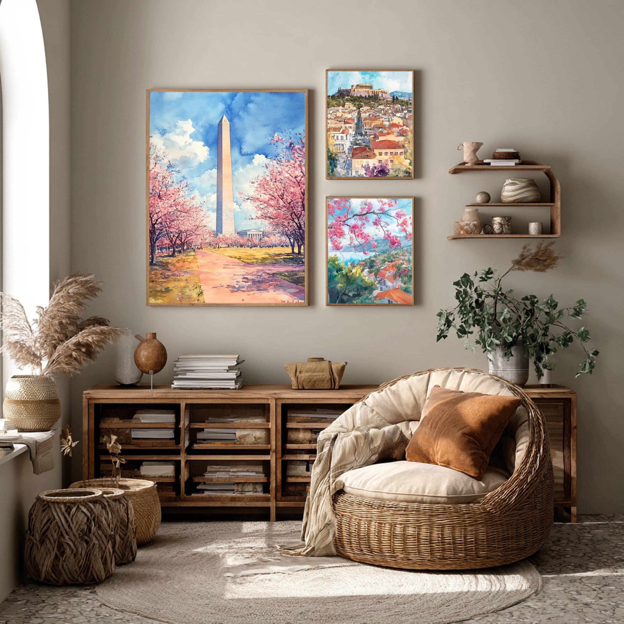 The Washington Monument Washington DC USA Watercolor: Travel Poster - Image 3