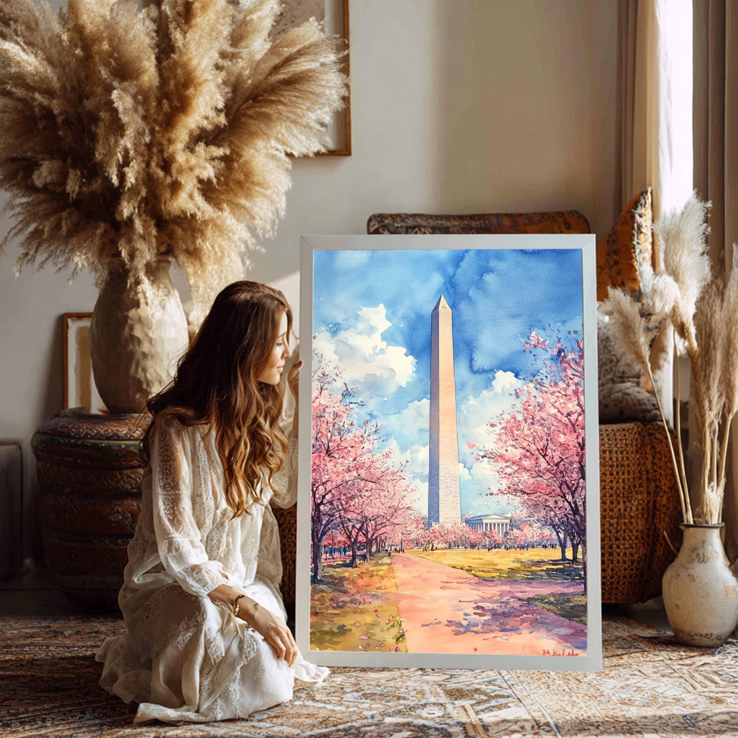 The Washington Monument Washington DC USA Watercolor: Travel Poster - Image 5