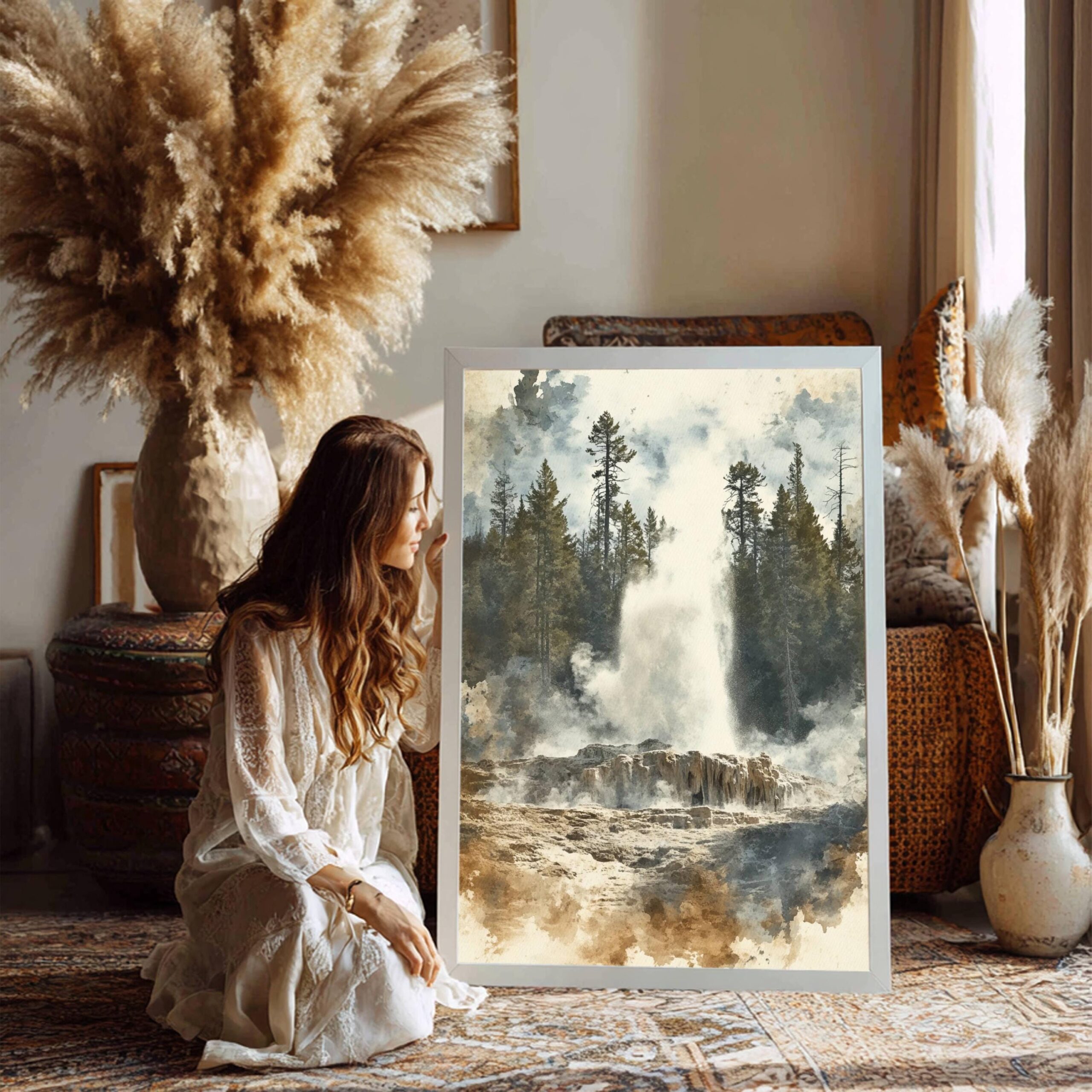 Yellowstone National Park Wyoming USA Watercolor: Travel Art Poster - Image 5