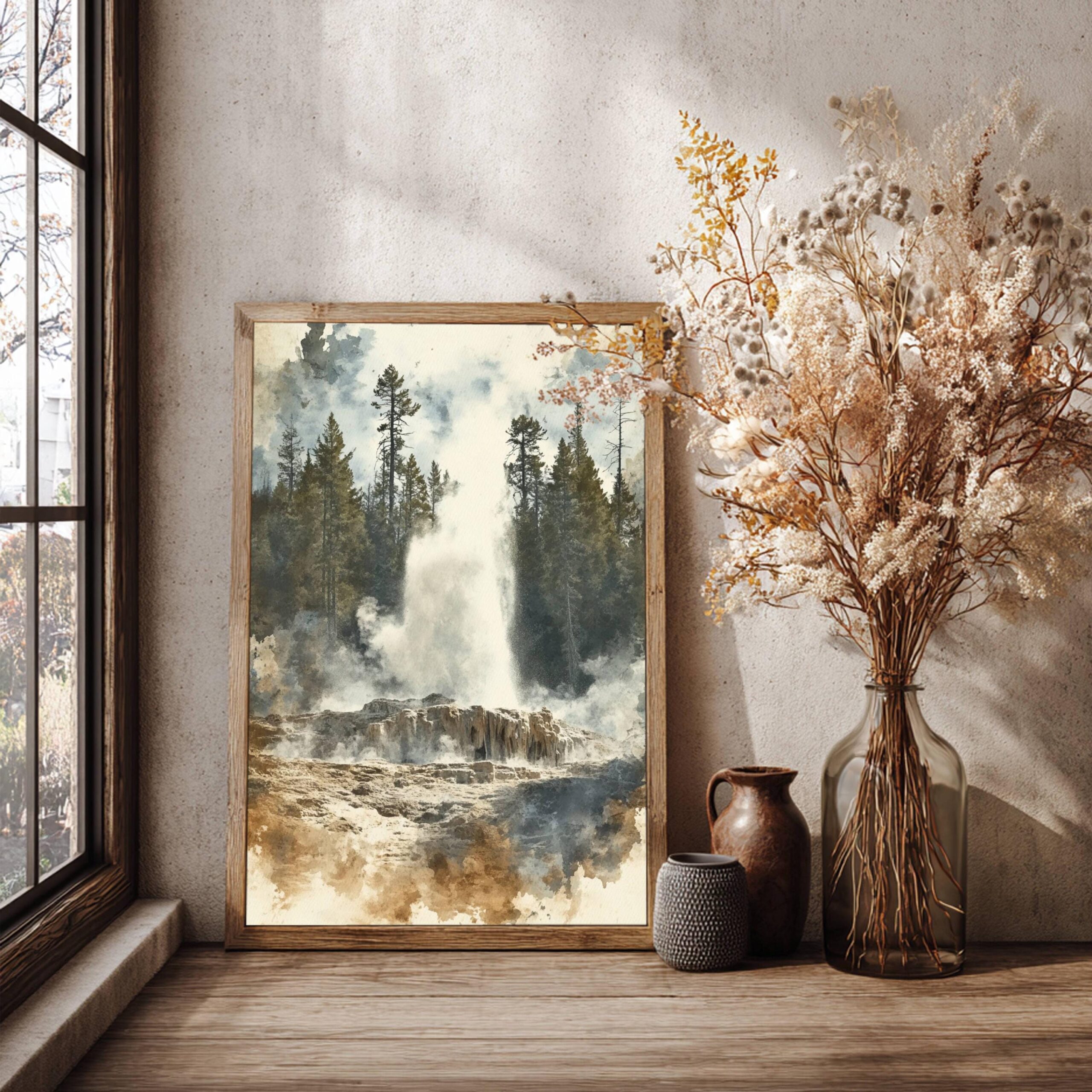 Yellowstone National Park Wyoming USA Watercolor: Travel Art Poster - Image 4