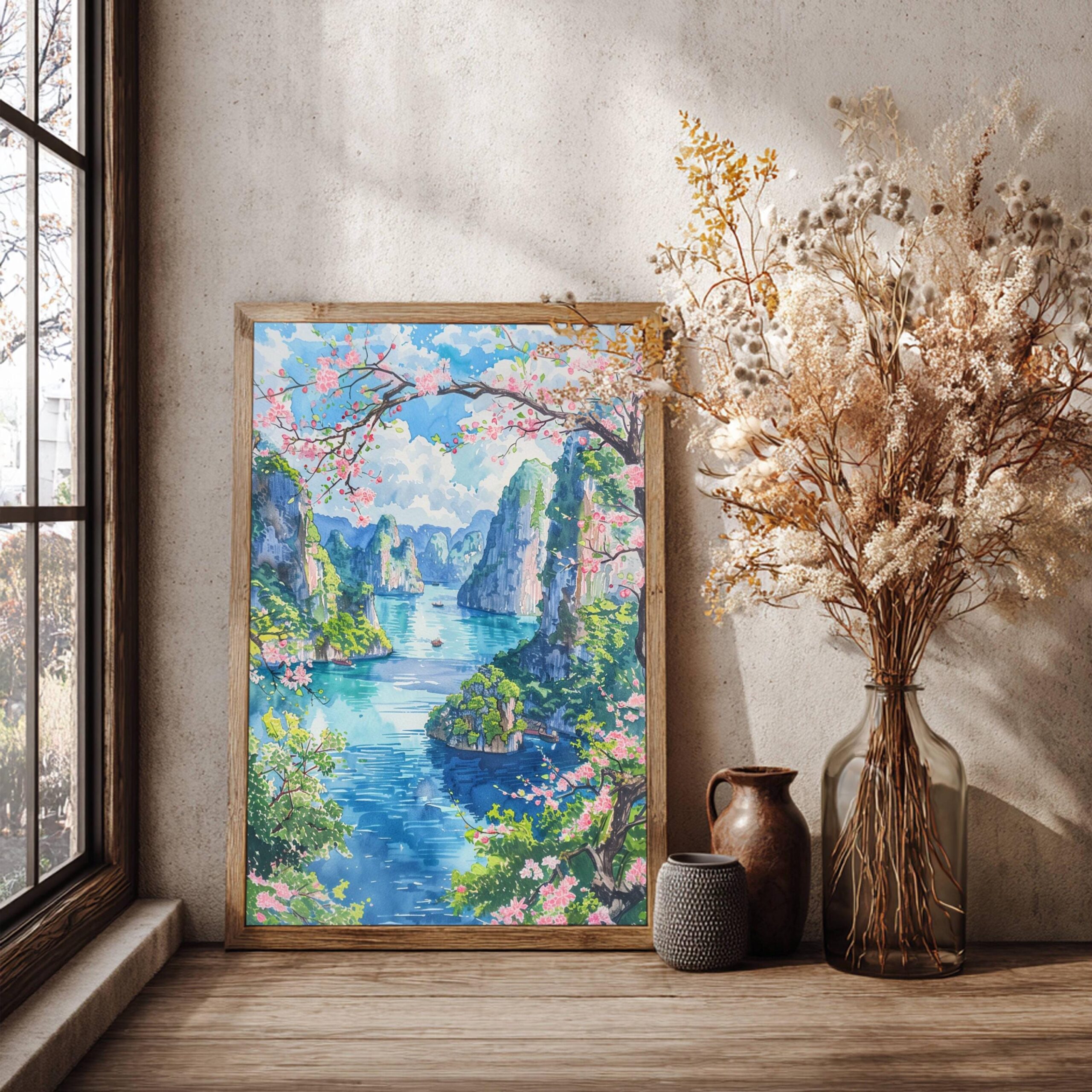 Ha Long Bay Vietnam Asia Watercolor: Travel Art Poster - Image 4