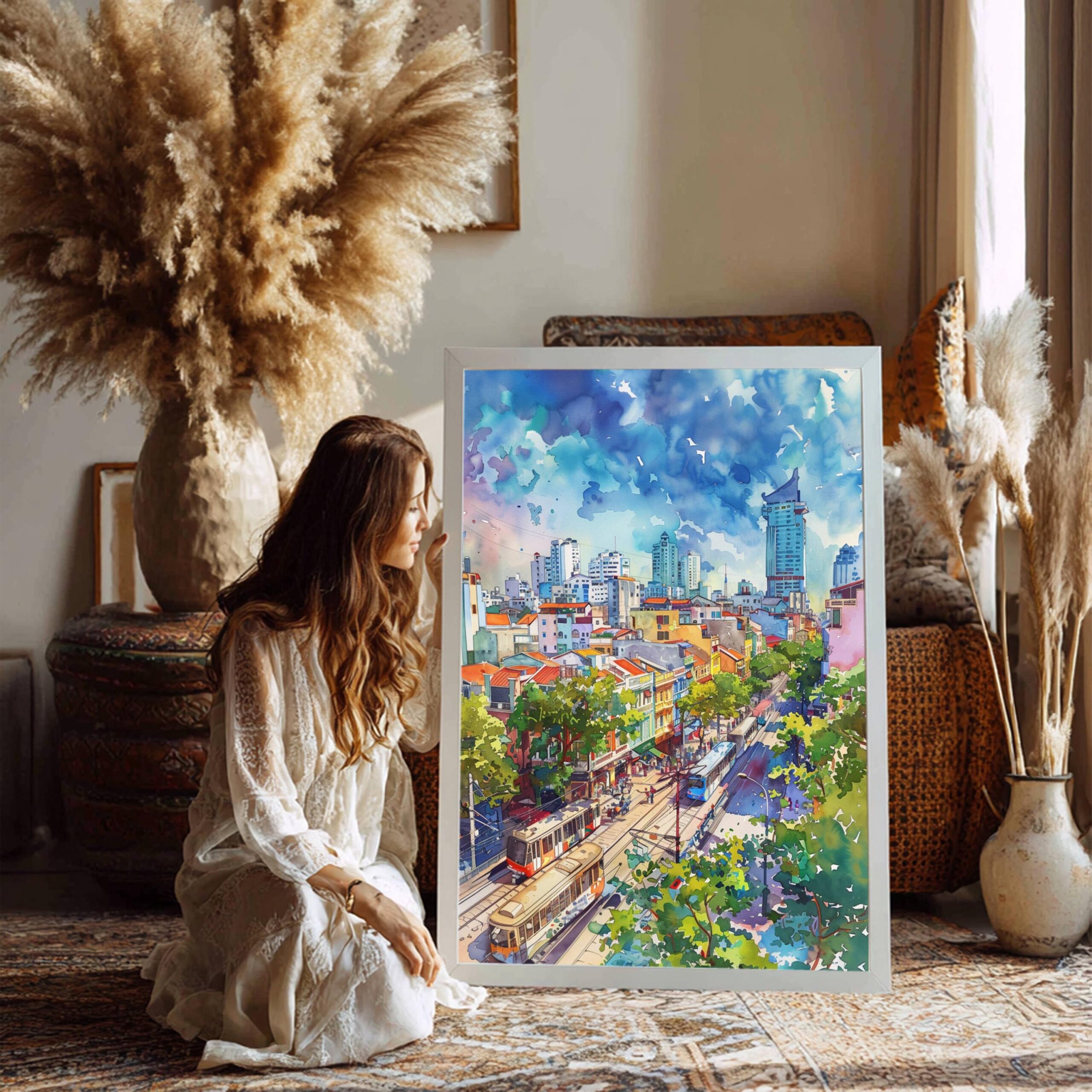 Ho Chi Minh City Vietnam Asia Watercolor Print: Travel Art Poster - Image 5