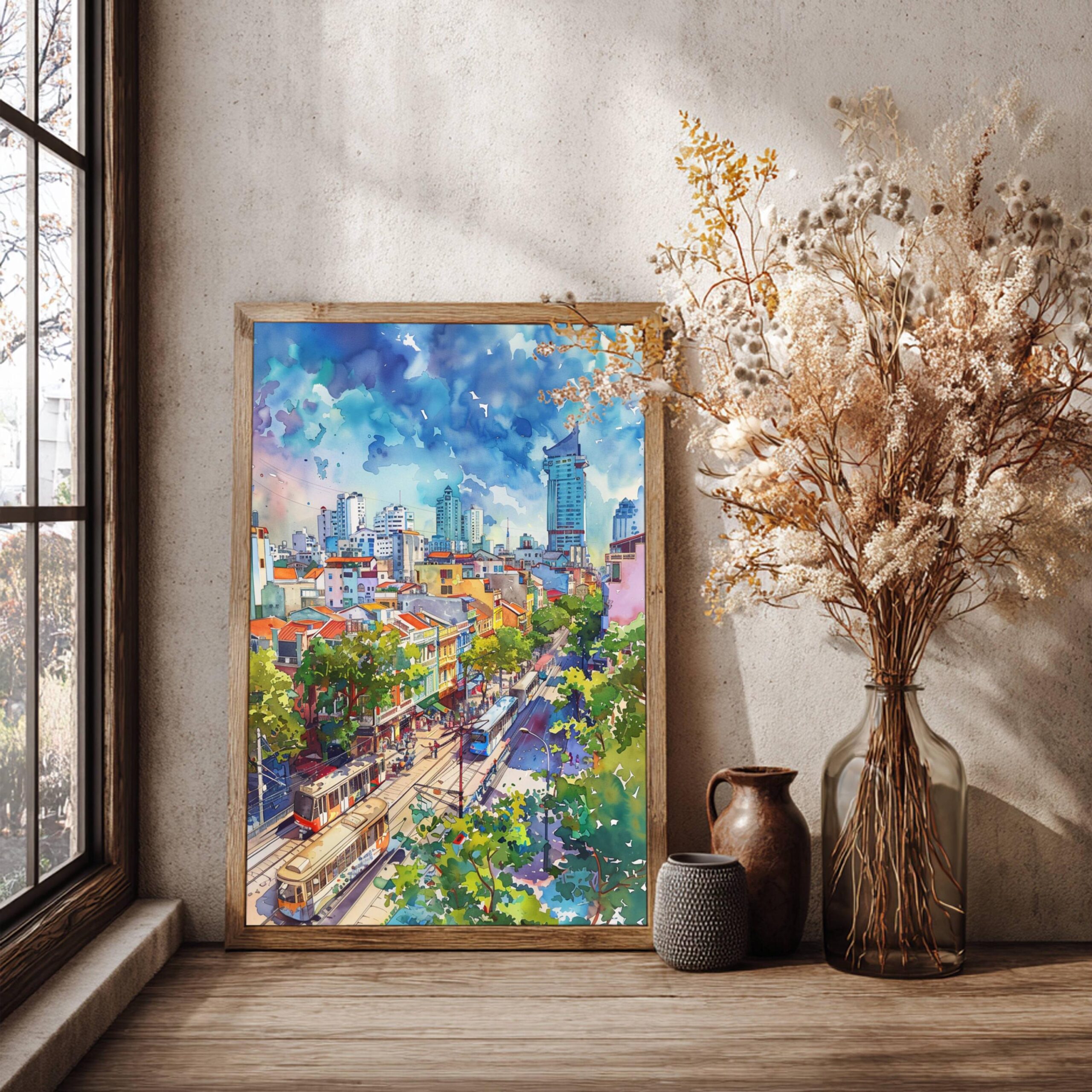 Ho Chi Minh City Vietnam Asia Watercolor Print: Travel Art Poster - Image 4