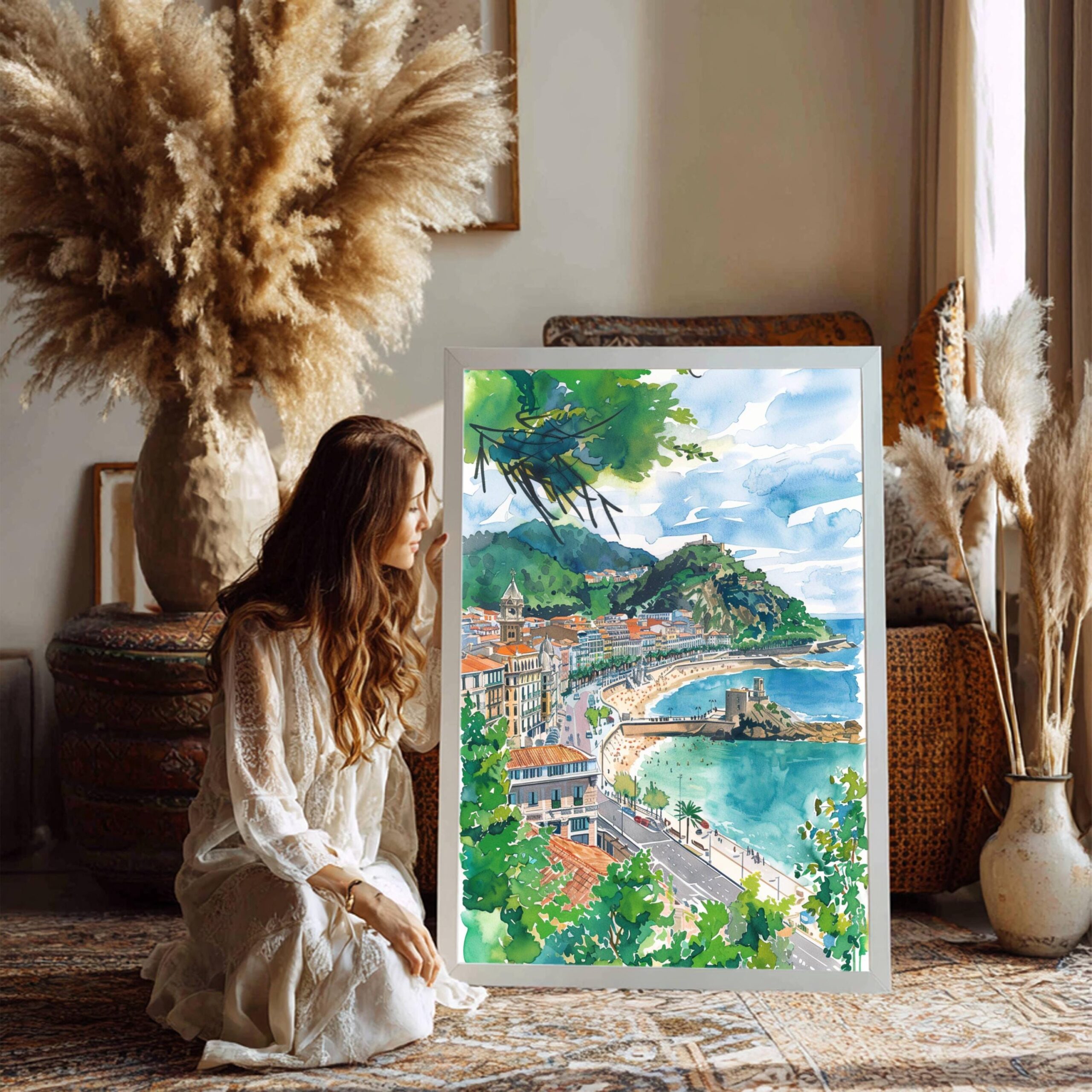 Donostia - San Sebastian Spain Europe Watercolor Print: Spanish Travel Art Poster - Image 2
