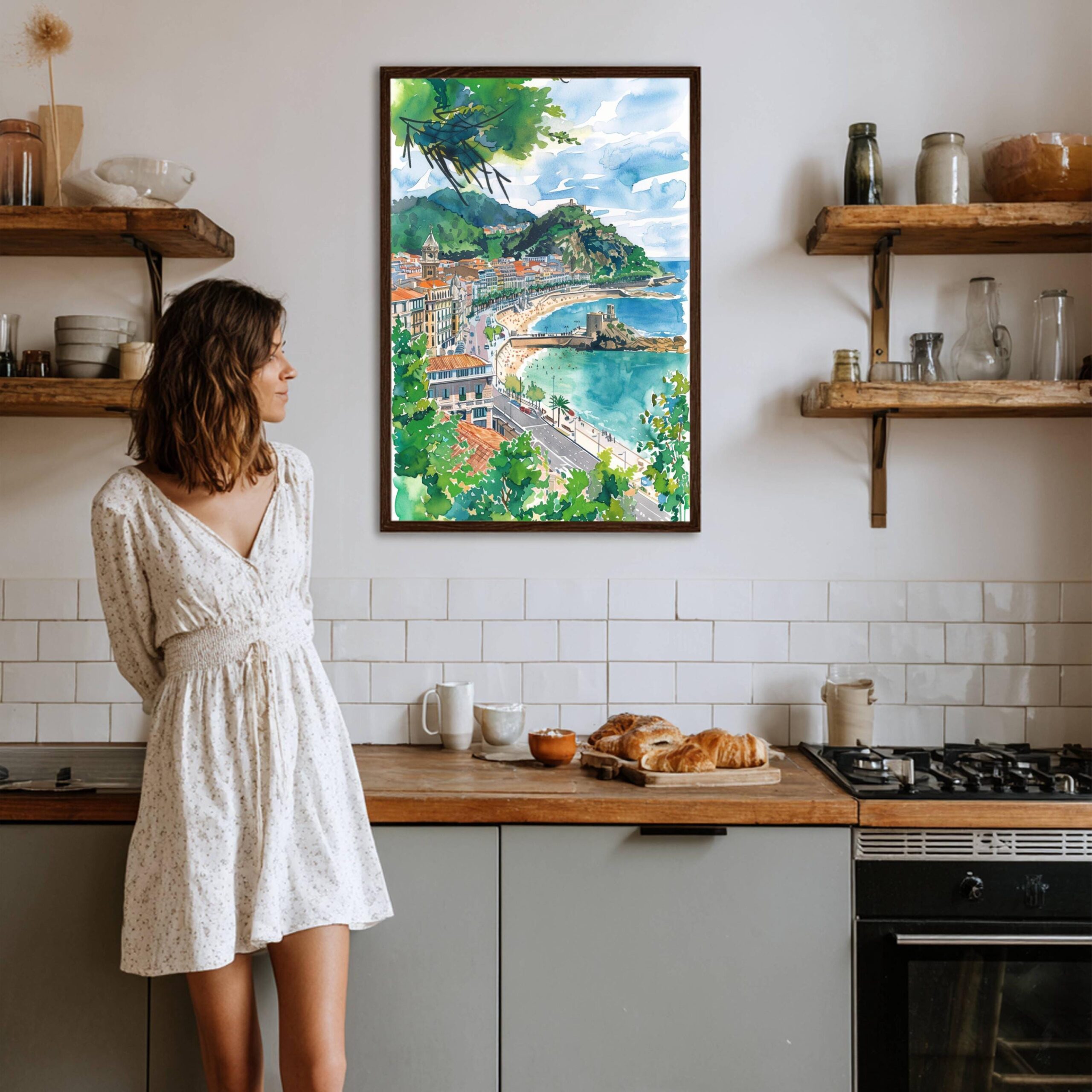 Donostia - San Sebastian Spain Europe Watercolor Print: Spanish Travel Art Poster - Image 3