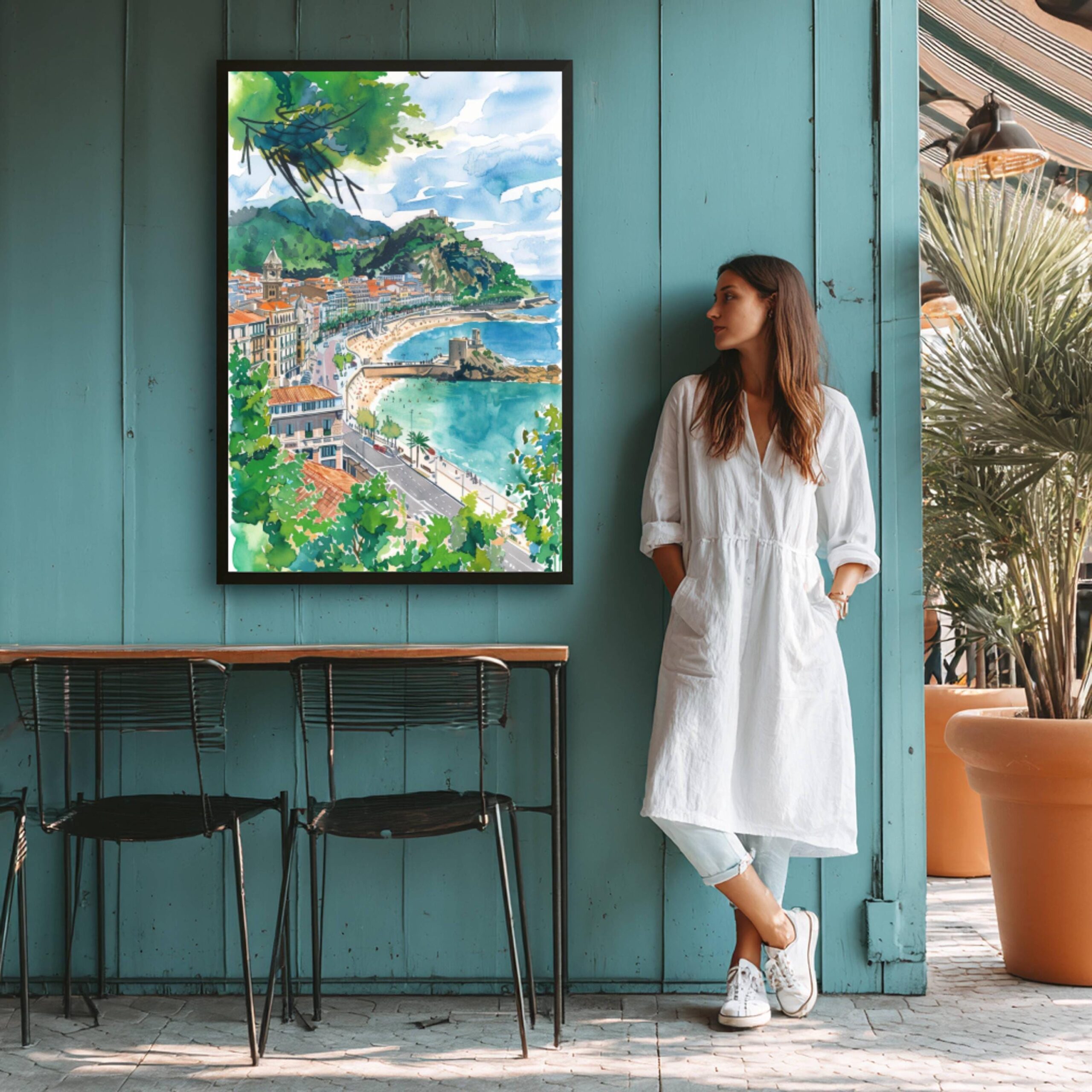 Donostia - San Sebastian Spain Europe Watercolor Print: Spanish Travel Art Poster - Image 4