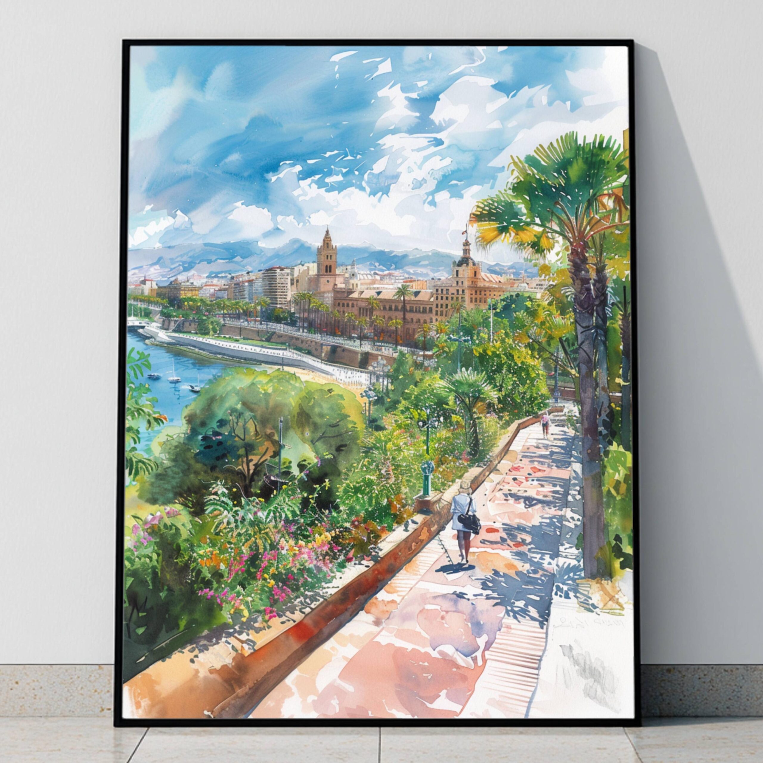 Malaga Andalusia Spain Watercolor Print: Travel Art Poster - Image 9
