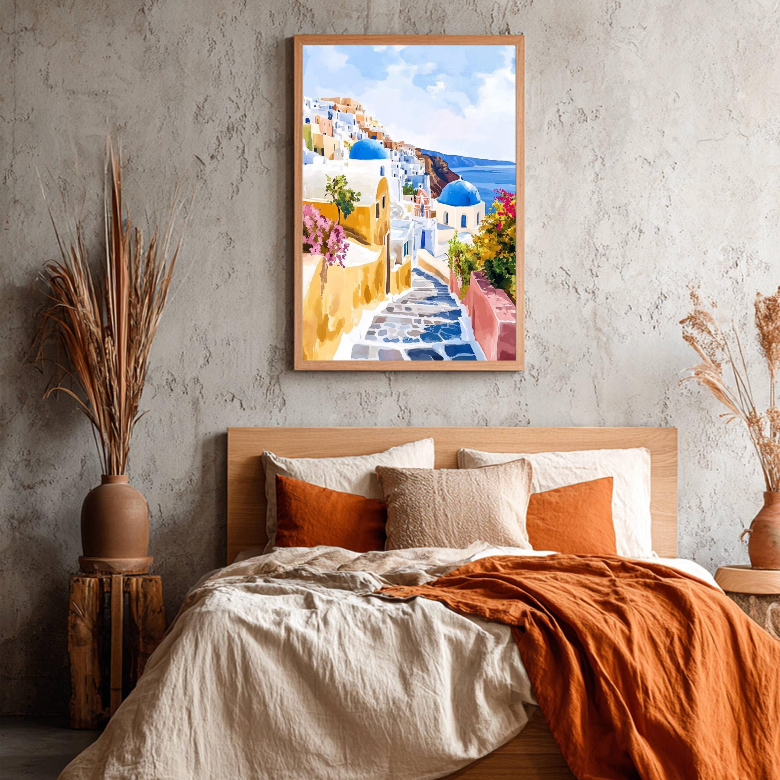 Santorini Island Greece Watercolor: Greek Travel Art Poster - Image 8