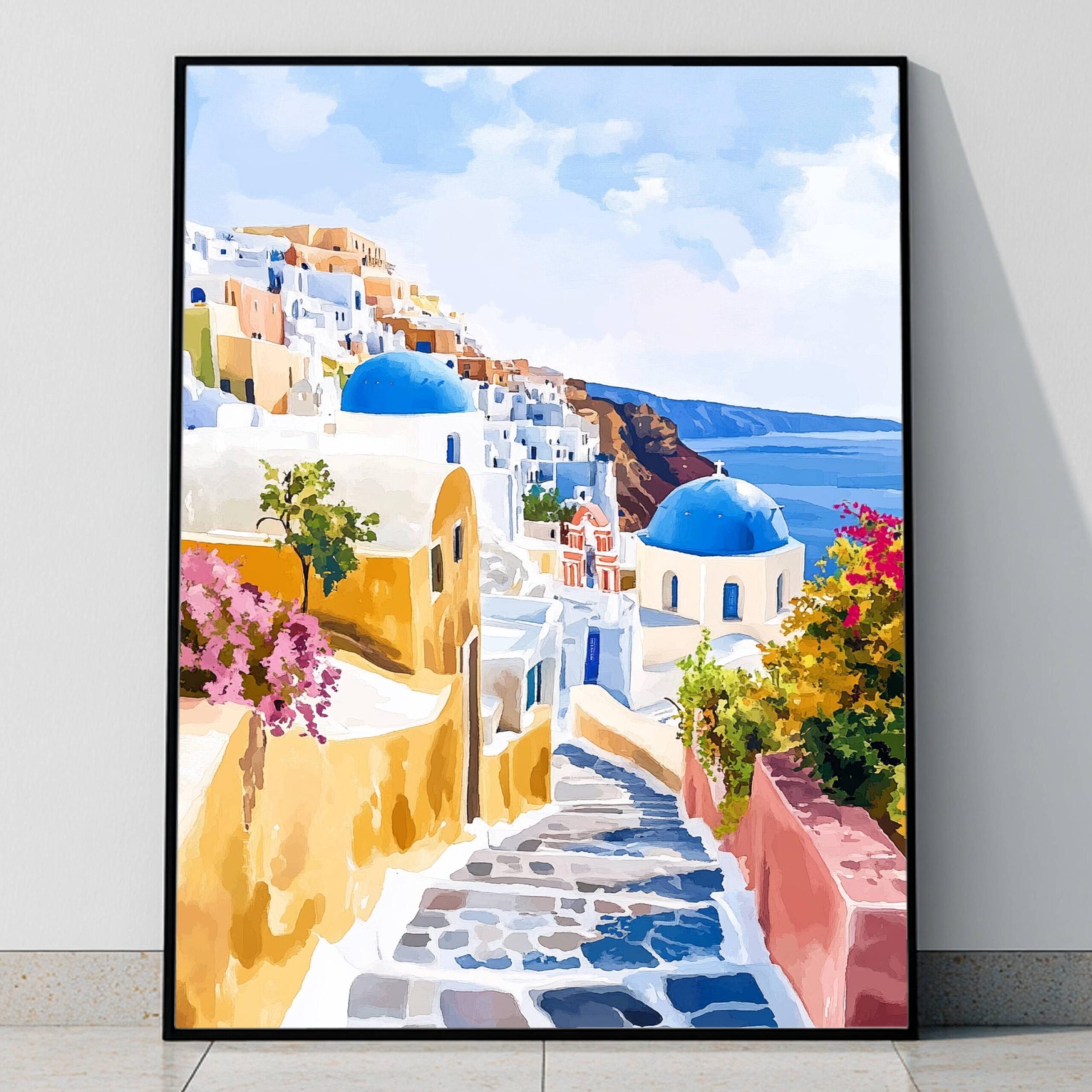 Santorini Island Greece Watercolor: Greek Travel Art Poster - Image 9
