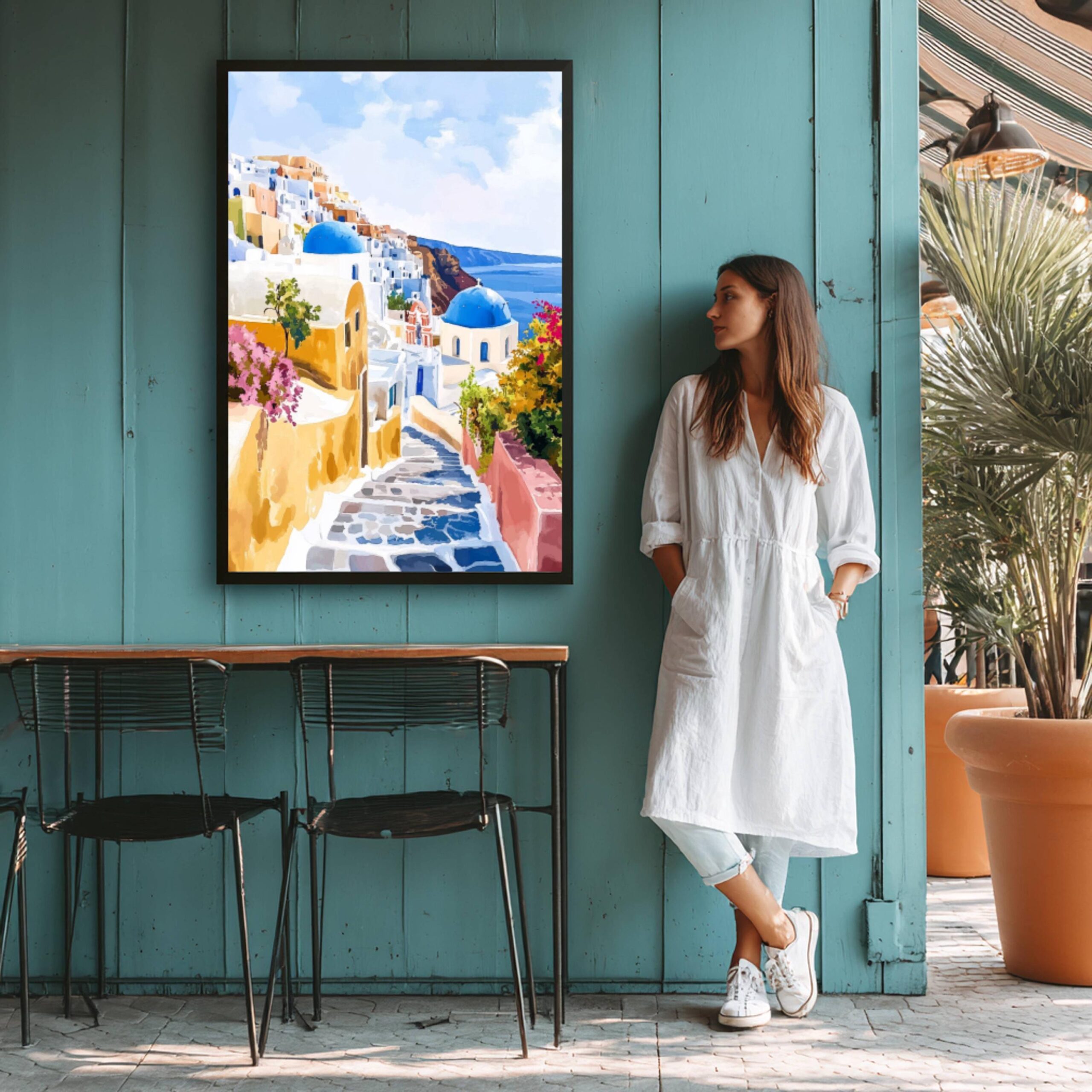 Santorini Island Greece Watercolor: Greek Travel Art Poster - Image 4
