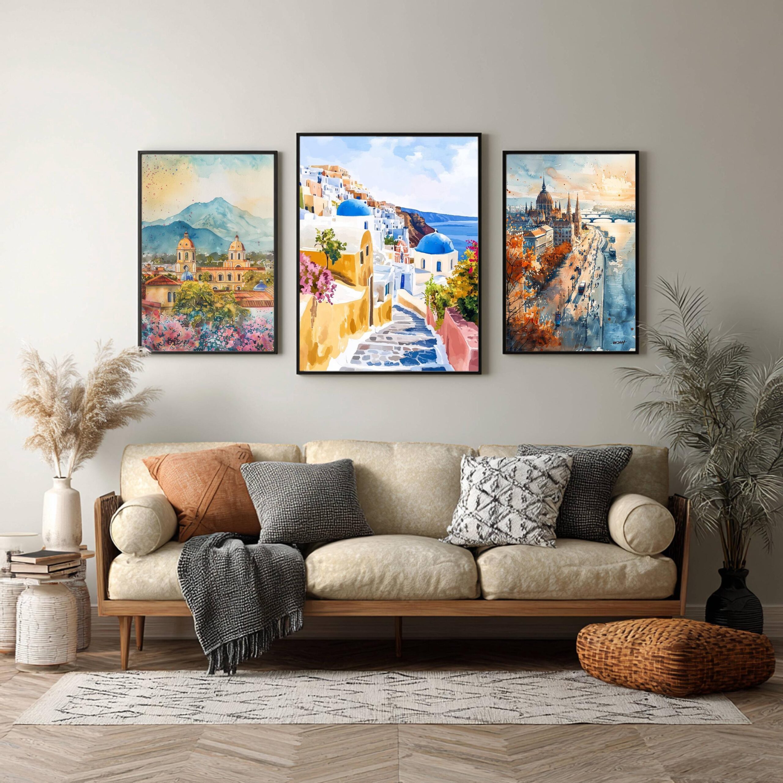 Santorini Island Greece Watercolor: Greek Travel Art Poster - Image 5